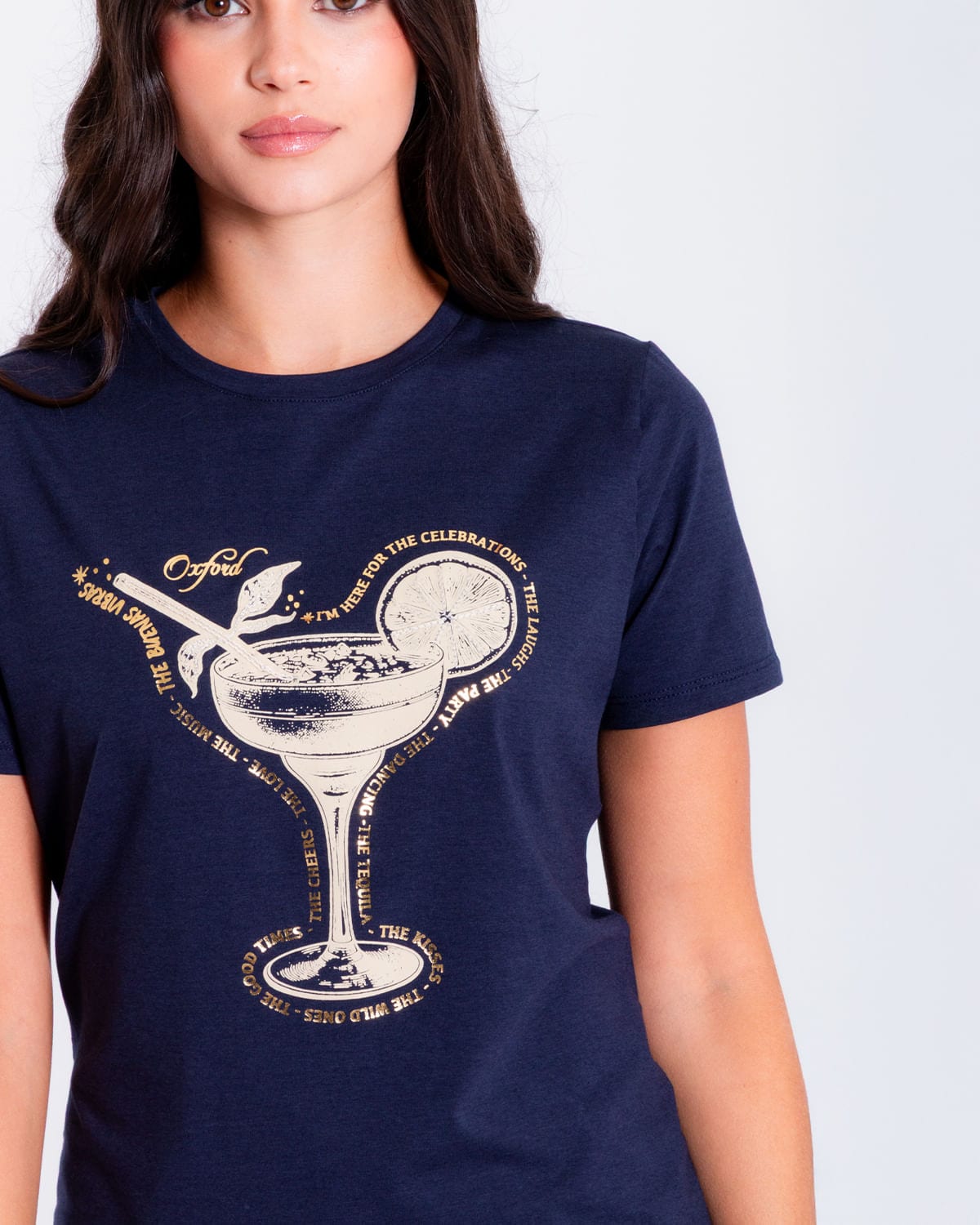 Camiseta azul estampado frontal para mujer - imagen 4