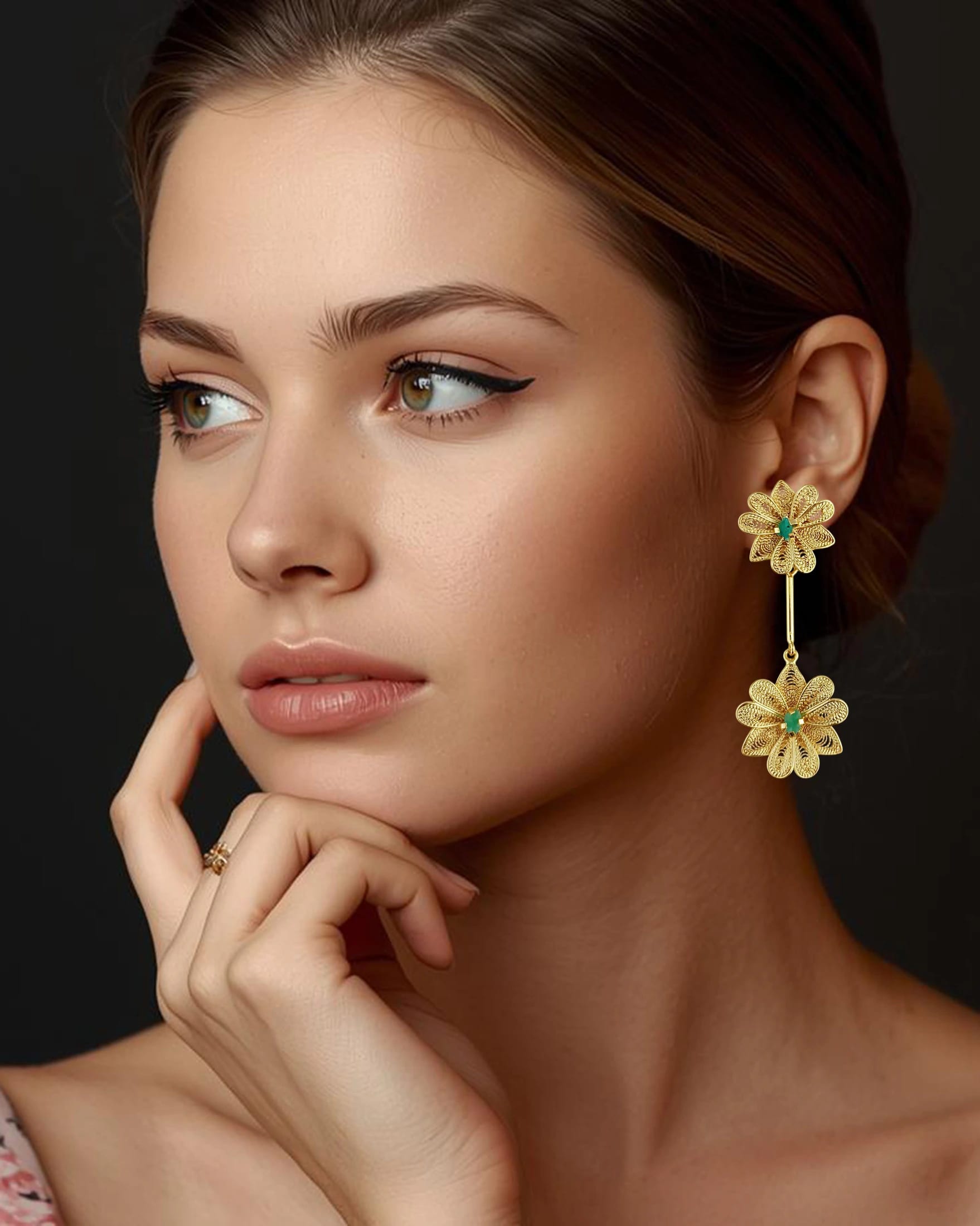 Aretes doble flor, Kany - imagen 2