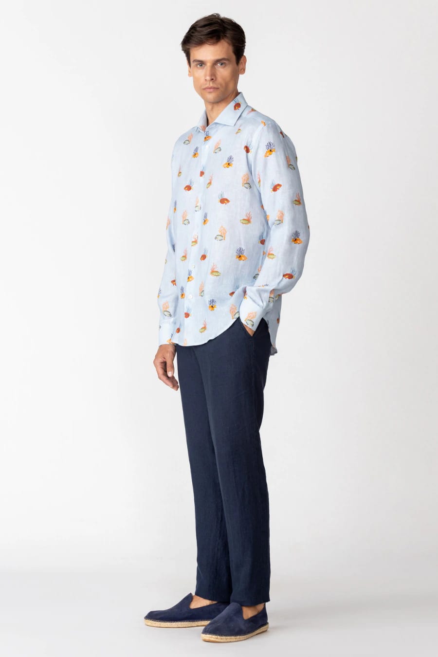 Men's linen shirt white grampus - imagen 1