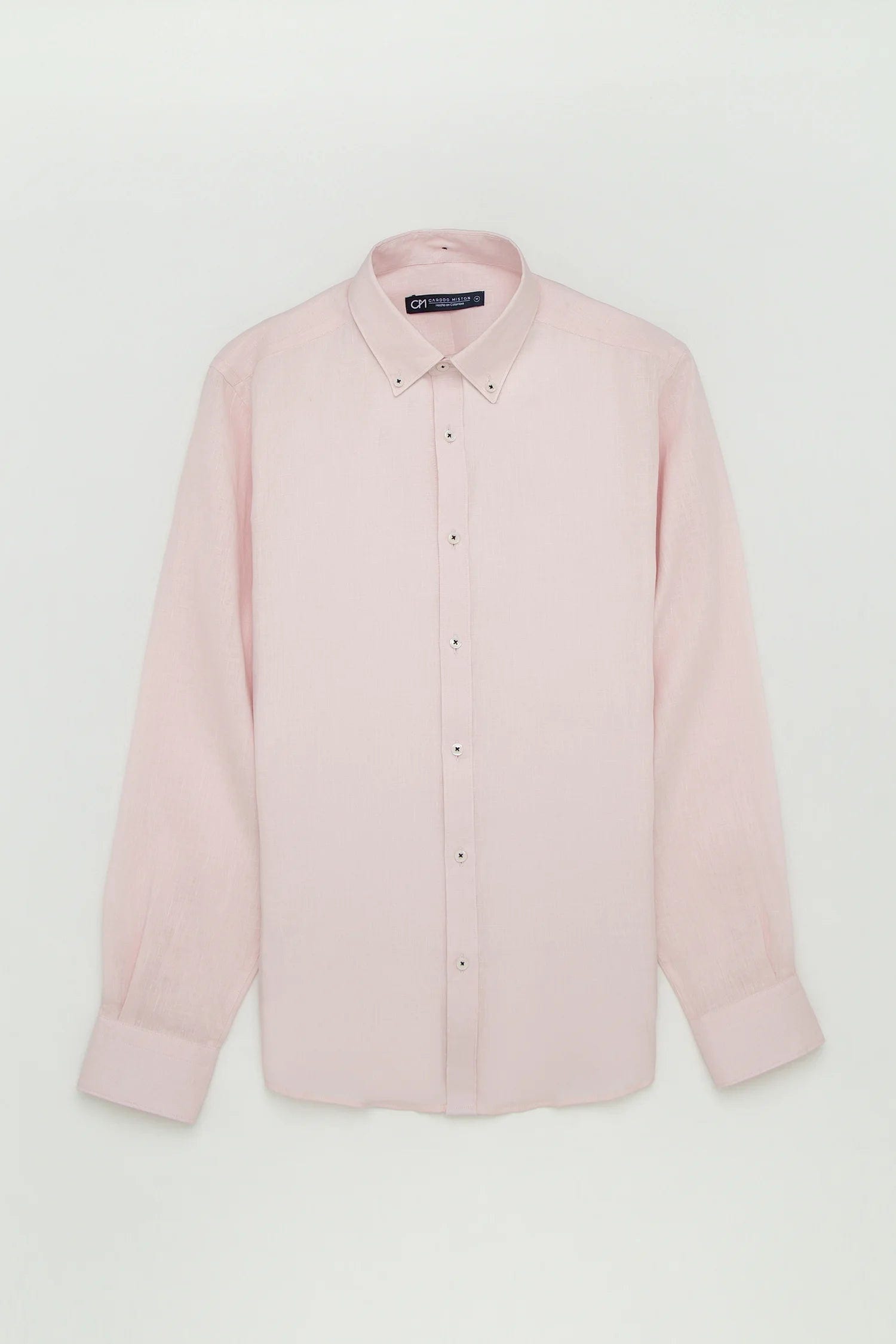 Camisa Button Down Lino Rosa Bebé - imagen 1