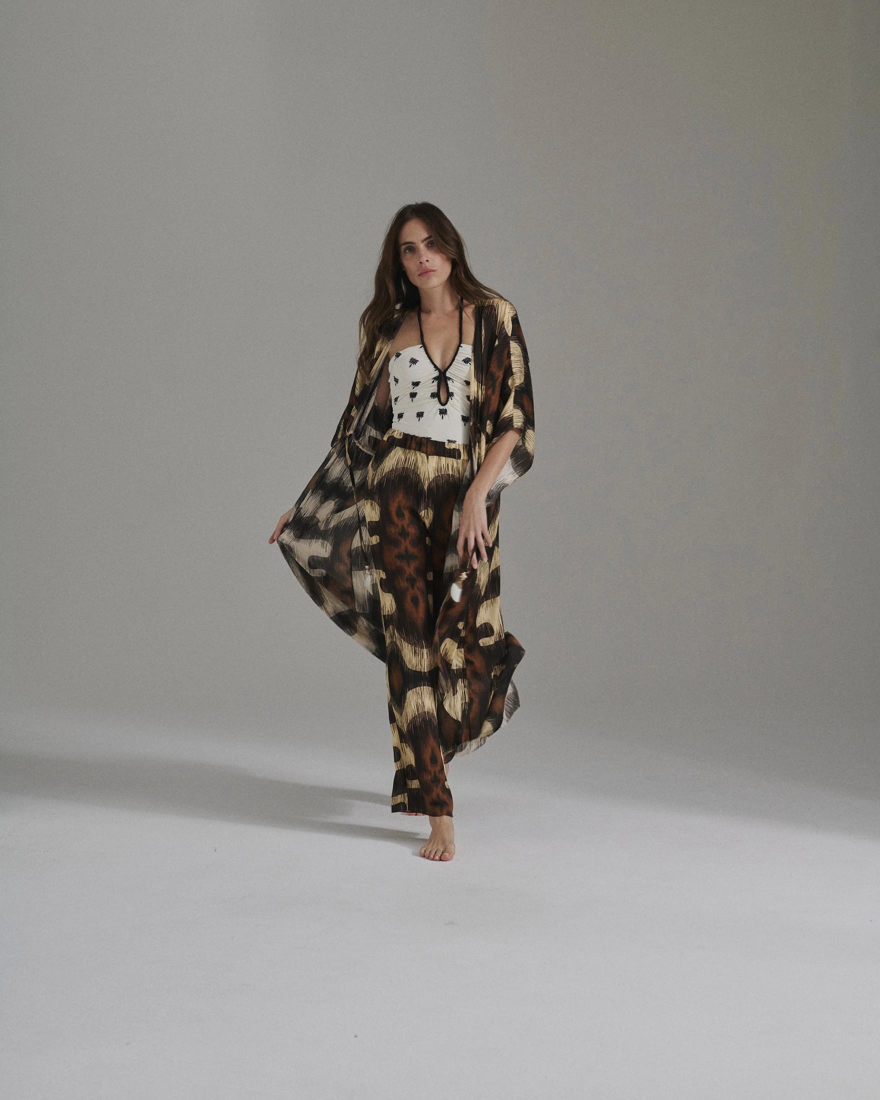 San Cipriano Martellato Silk Tunic / Brown Ikat - imagen 2