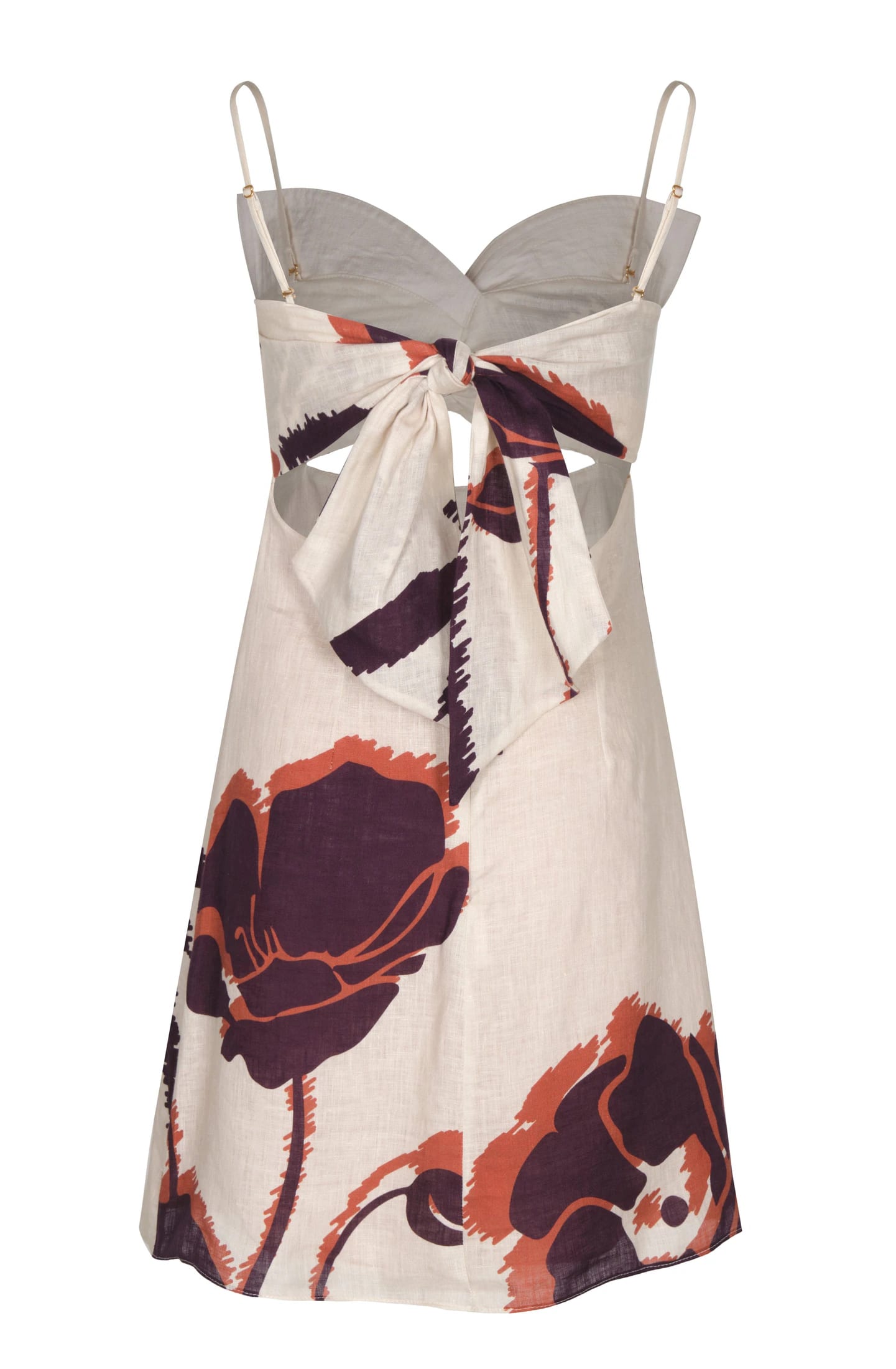 Victoria Linen Mini Dress / Ecru - Purple Gladiolos - imagen 3