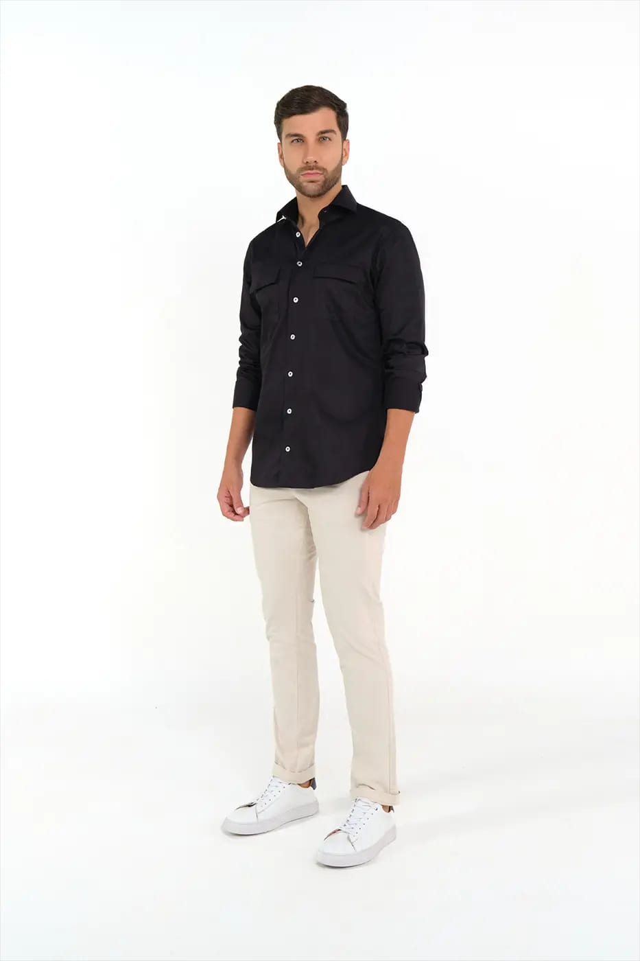 Camisa Slim Fit 100% Algodón Negro - imagen 3
