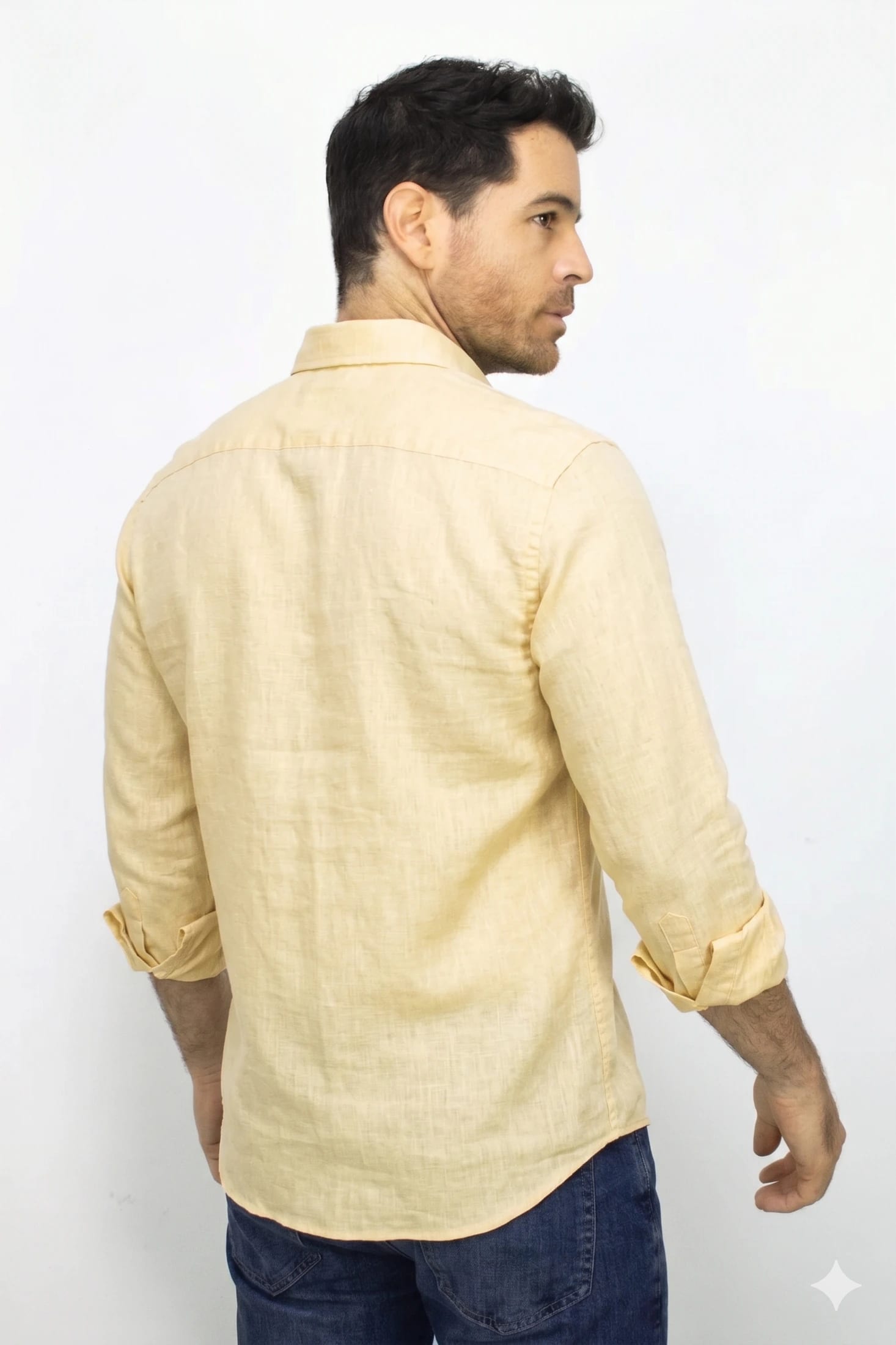 Camisa Lino Manga Larga Para Hombre - imagen 2