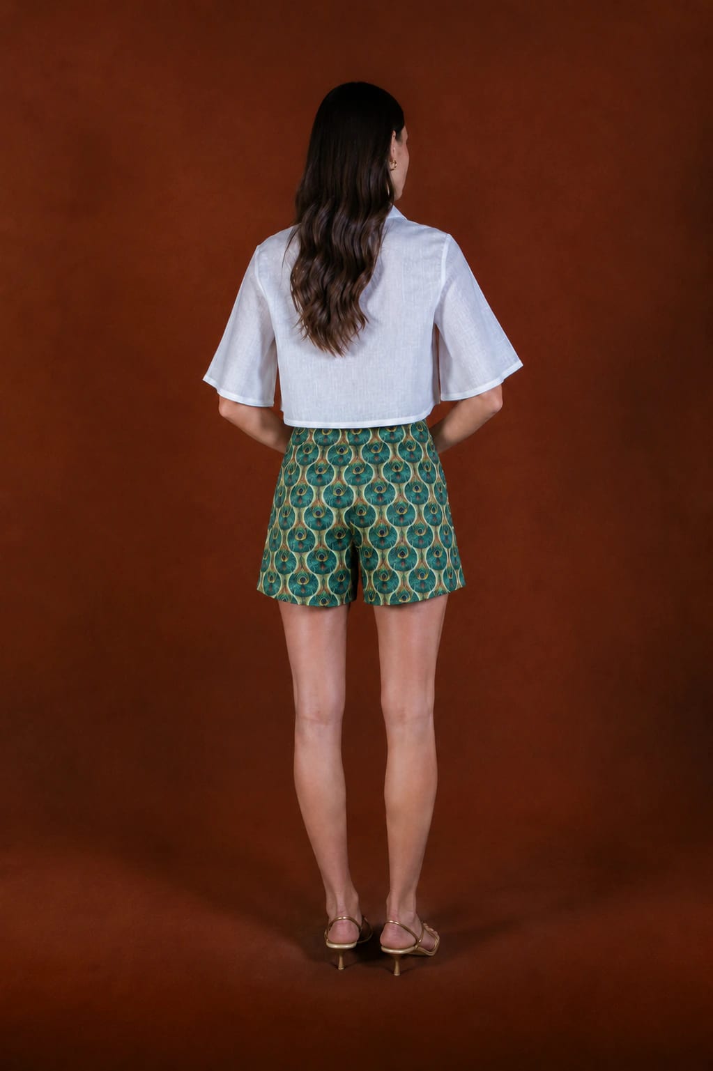 Women's Aridis linen Bermuda shorts green - imagen 2