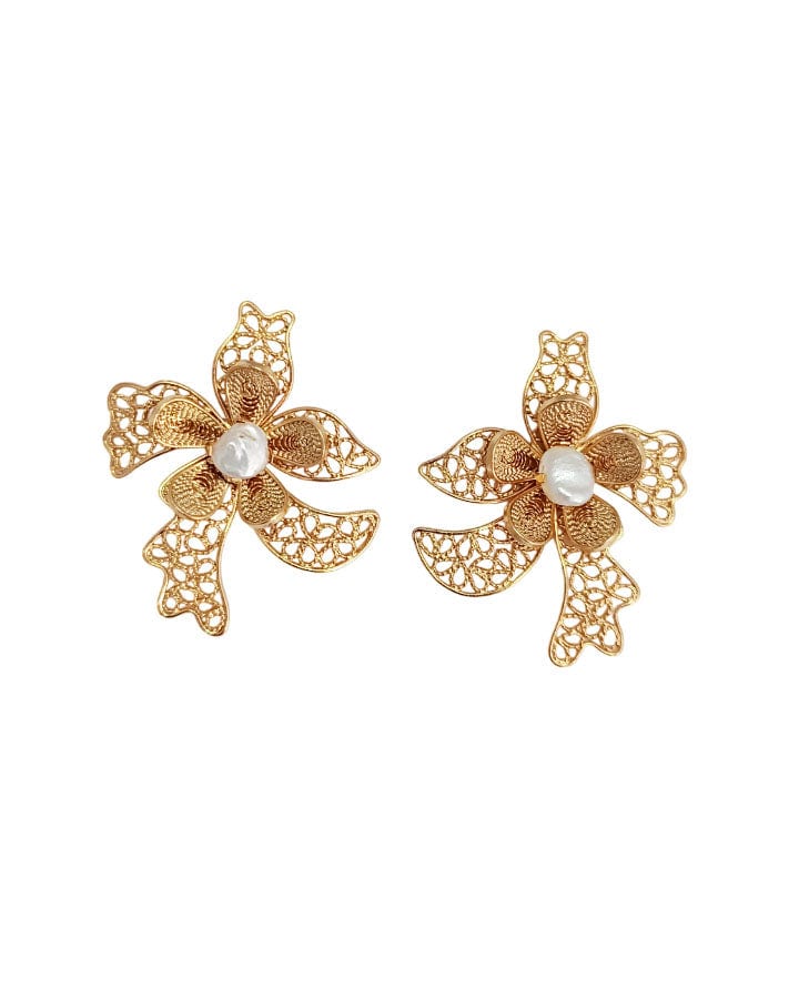 Aretes en filigrana orquídea y perla - imagen 1