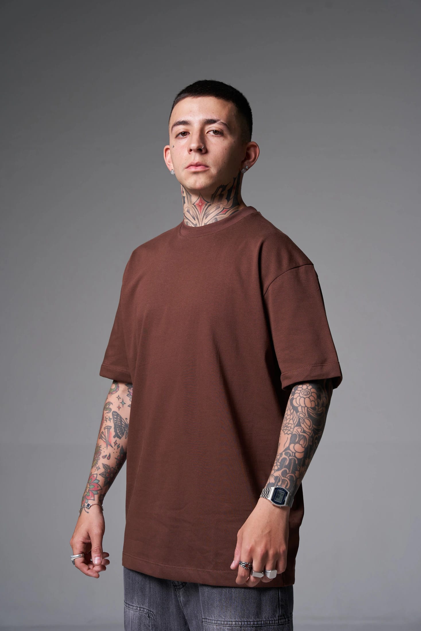 Camiseta 100% Algodón Peruano Chocolate  Oversize 250 Gramos - imagen 2