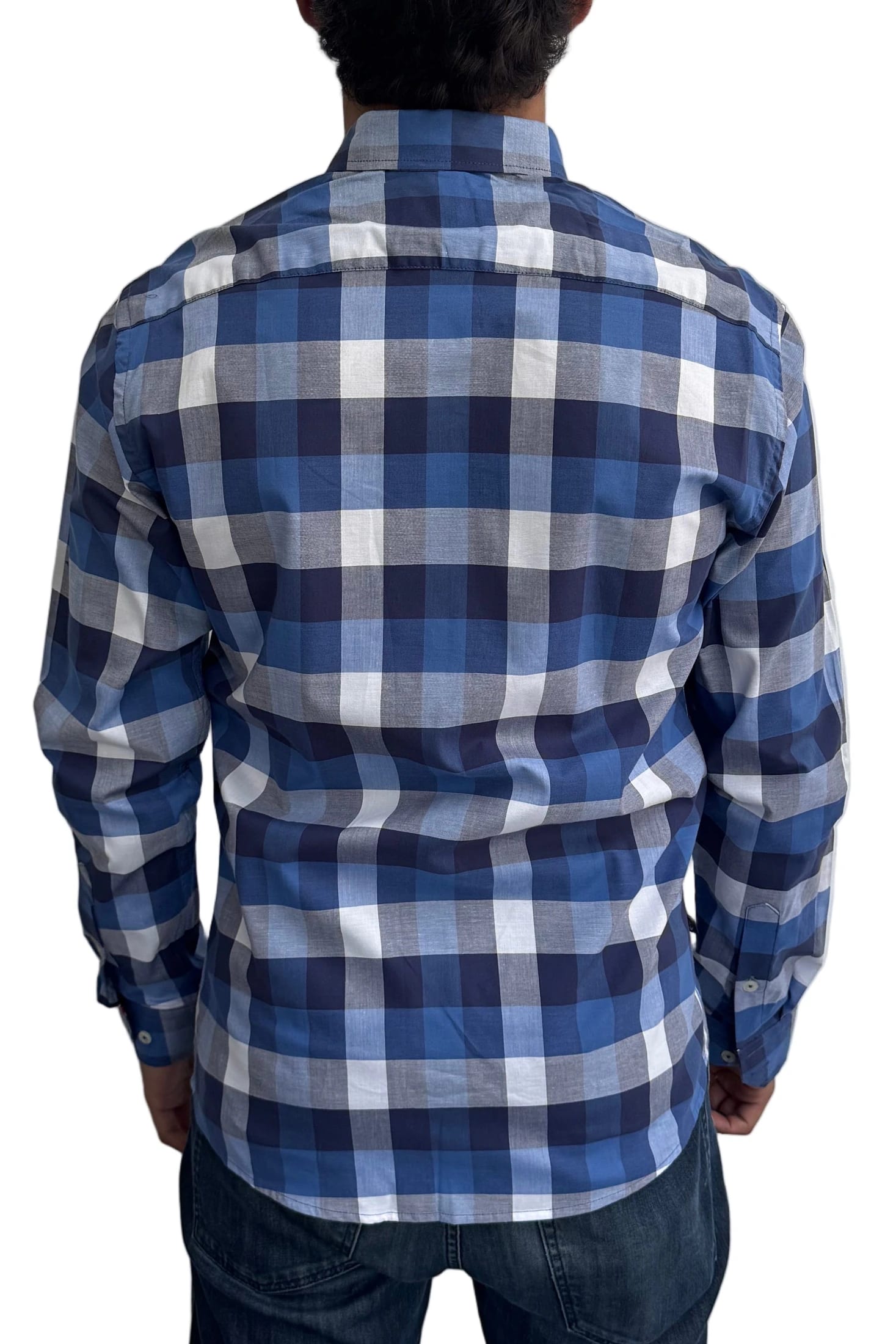 Camisa Azul Rey  Cuadros Navy Y Blanco A Roja - imagen 2