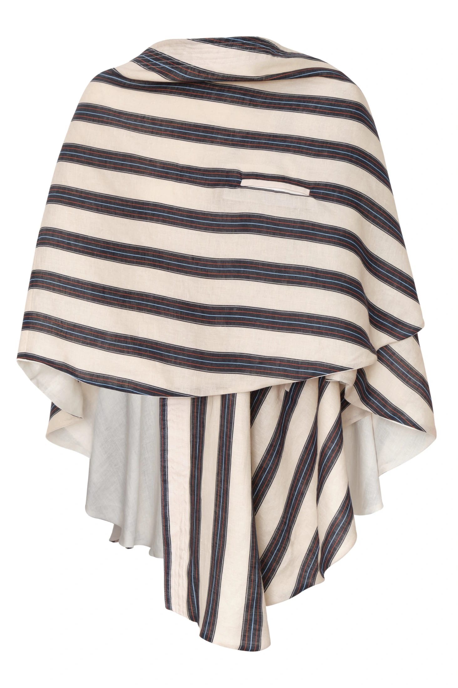 Cavalo Embroidered Linen Poncho / Ivory and Navy - imagen 5