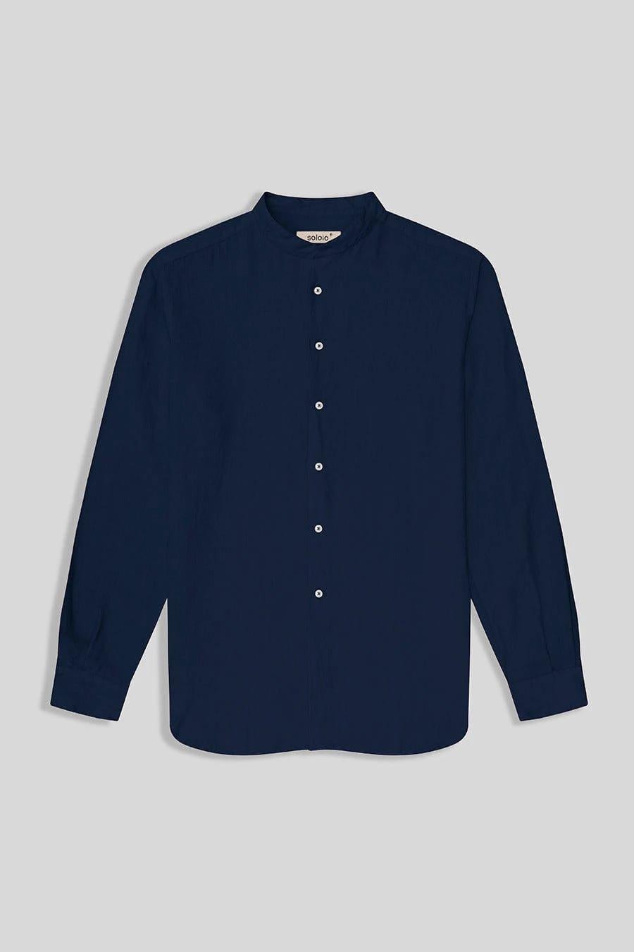 Men's linen shirt mao navy basic - imagen 1