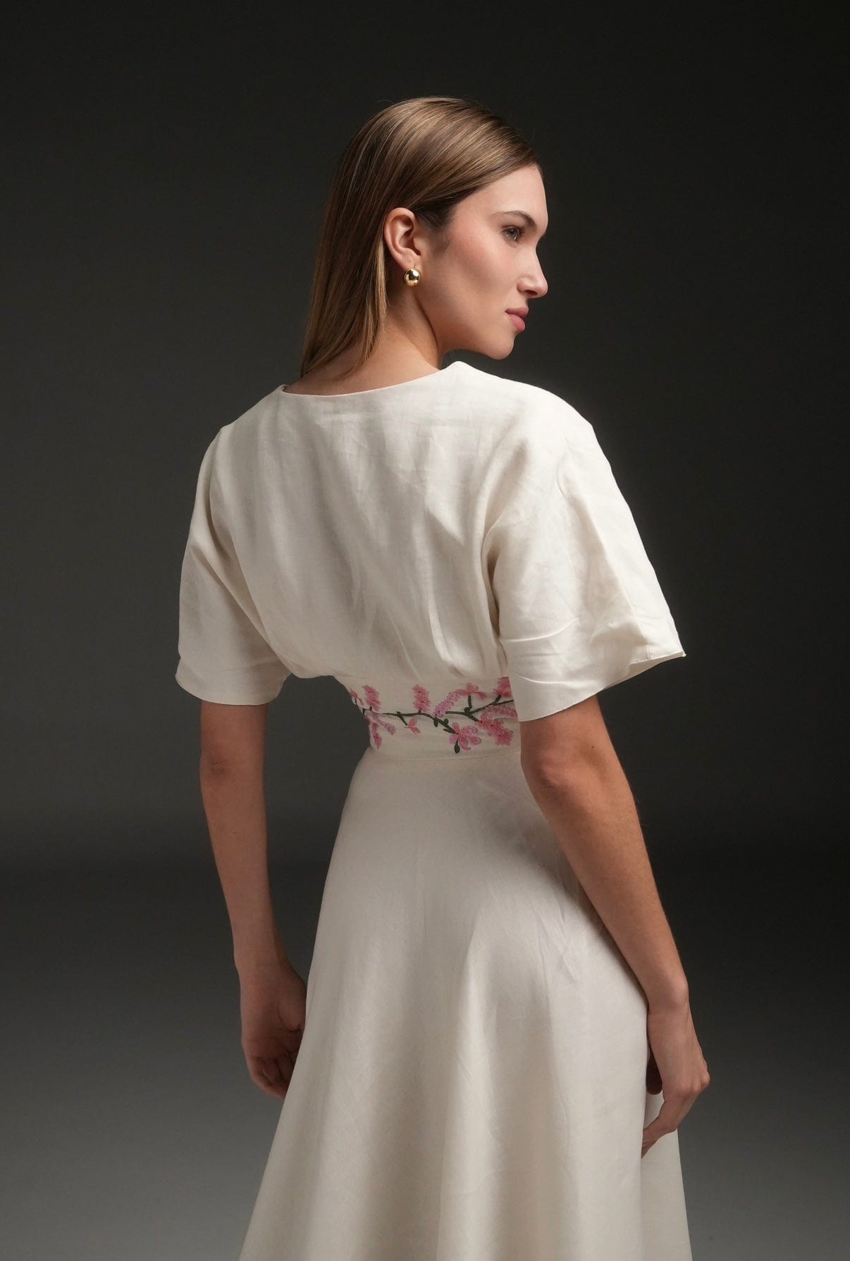 IVORY LUCY LINEN LONG DRESS - imagen 2