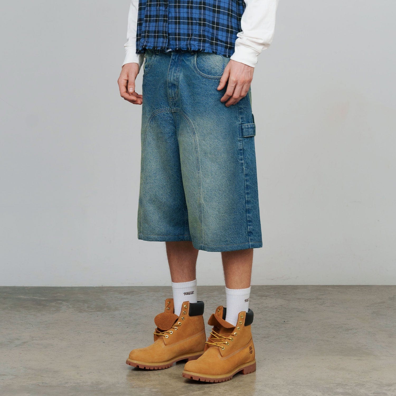 Slashed Denim Jorts - Blue - imagen 2