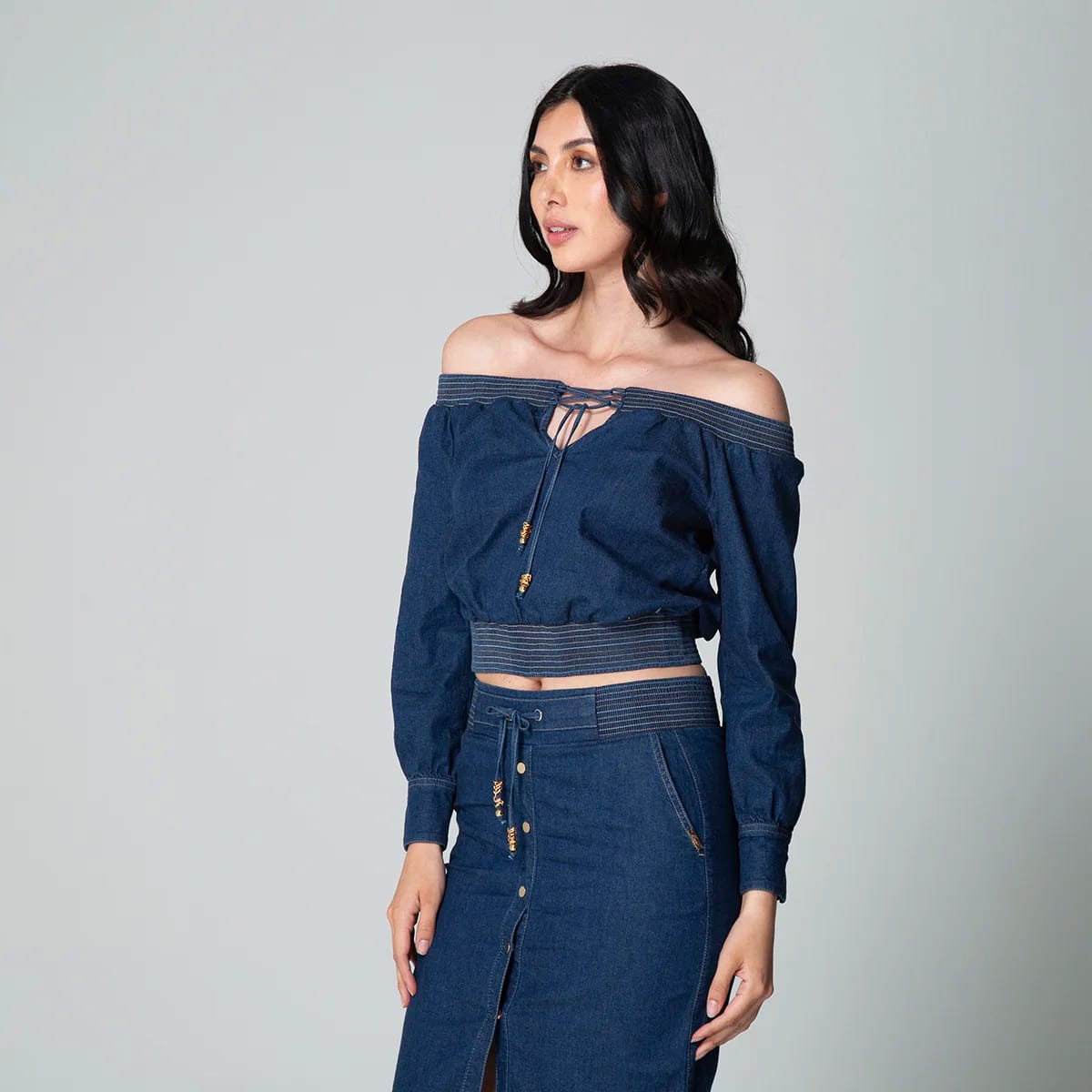 Blusa Denim Escote Bandeja Branigan - imagen 2