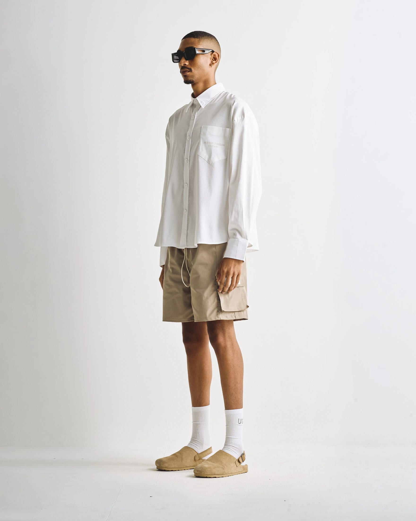 Basics Undergold Design Studio Long Sleeve Boxy Shirt Bone - imagen 13