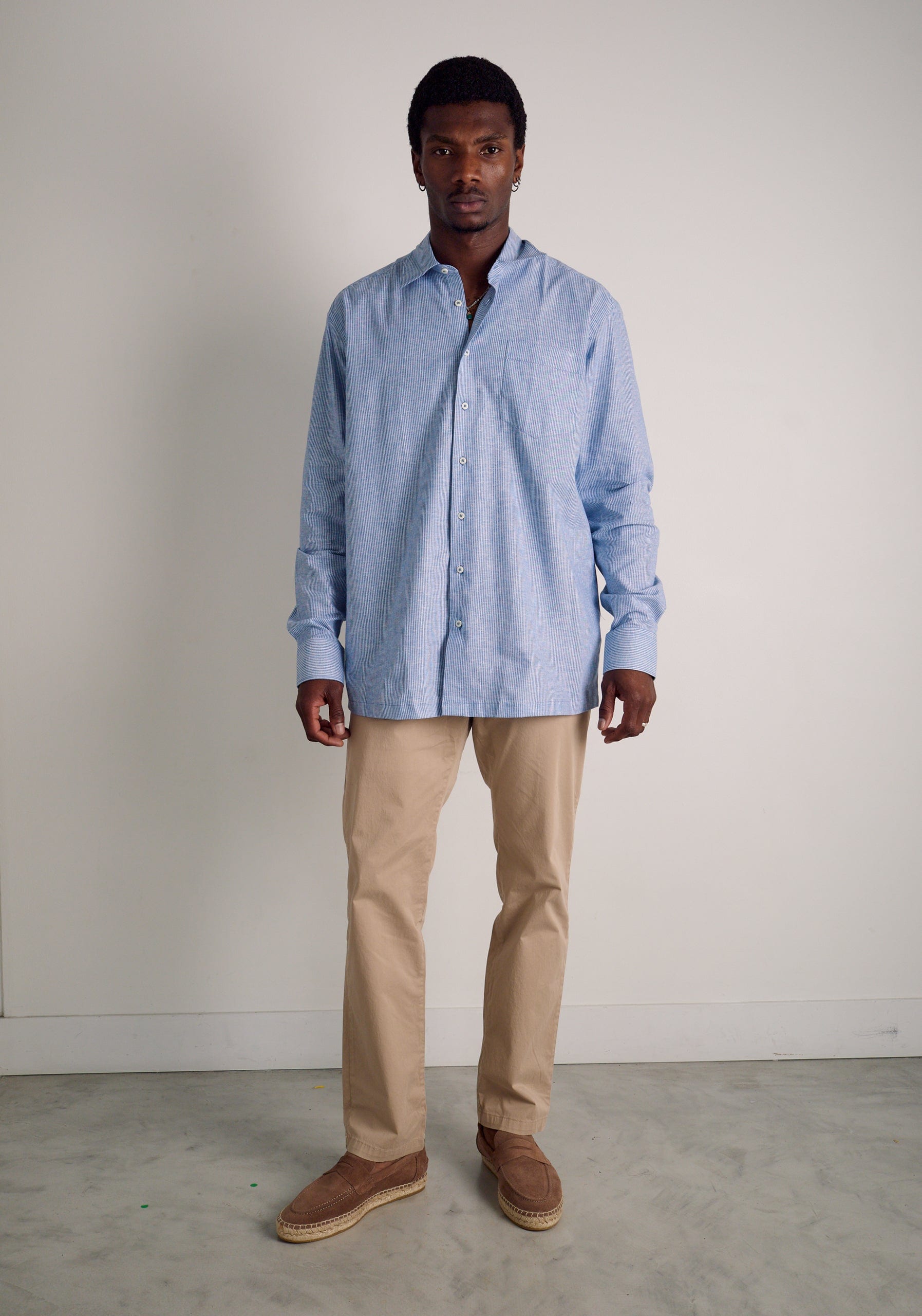 Camisa H CI Jamaica Rayas Delg Azul Medio - imagen 3