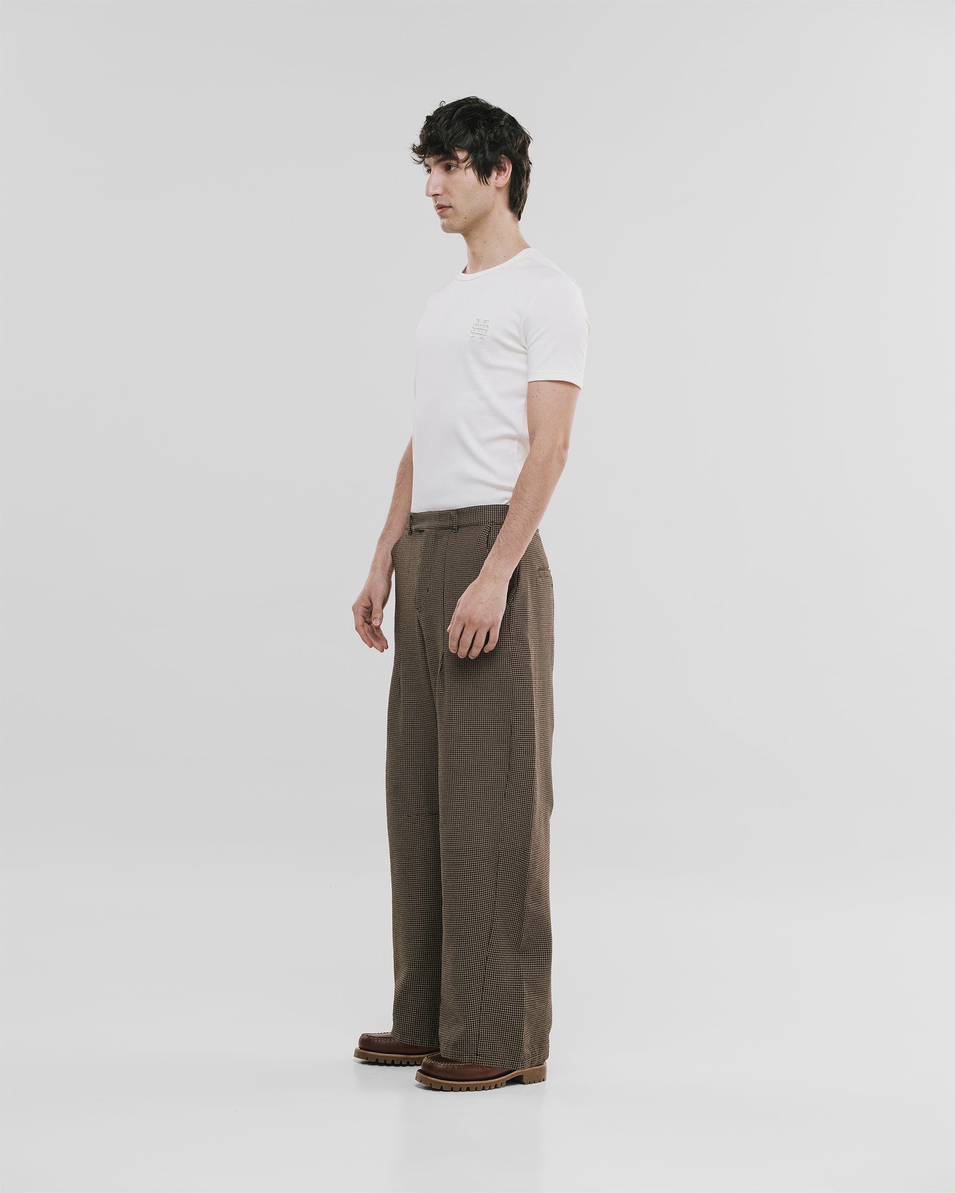 Barrel Fit Houndstooth Trousers - Café - imagen 3