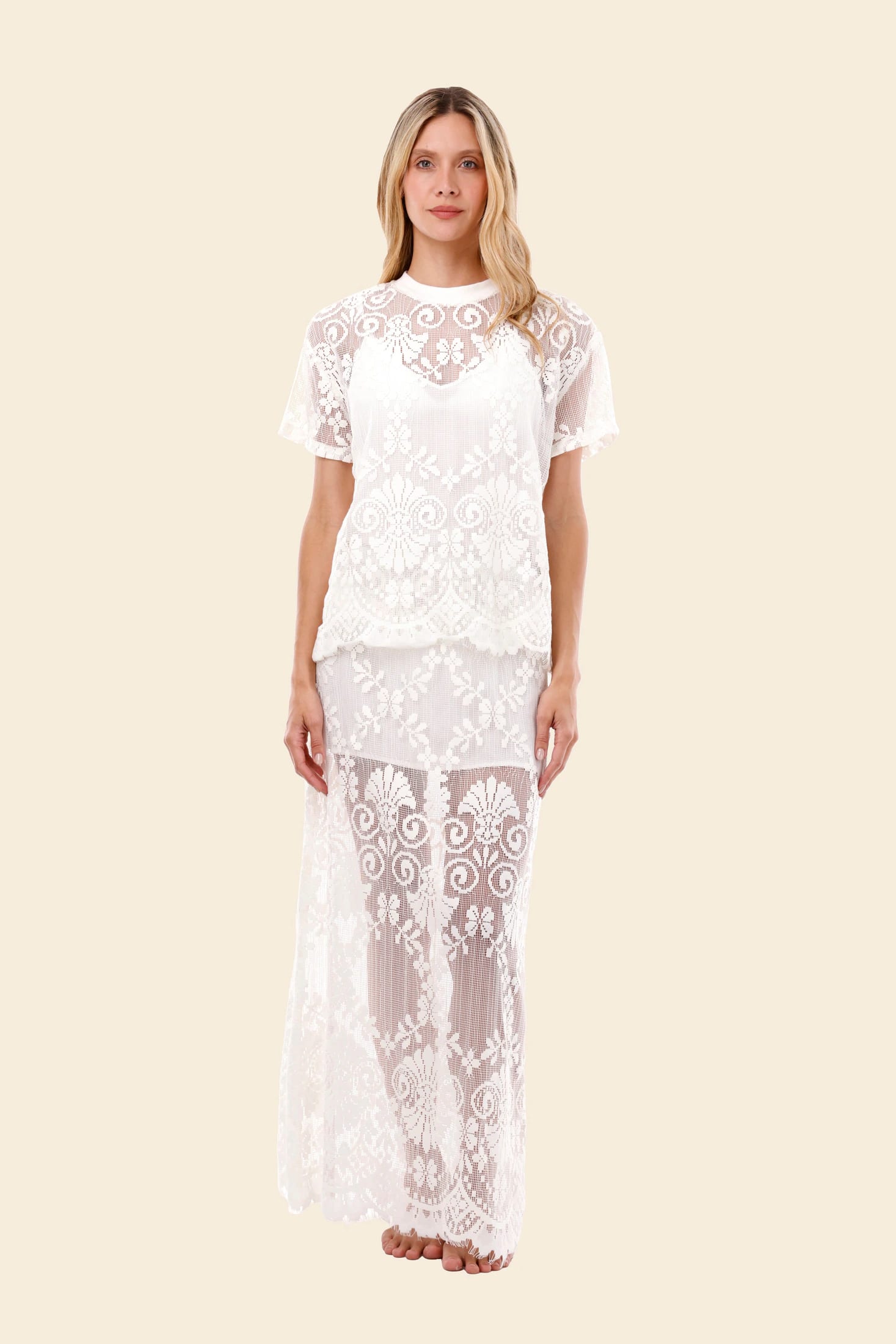 Ivory Encaje Sleek Skirt - imagen 5