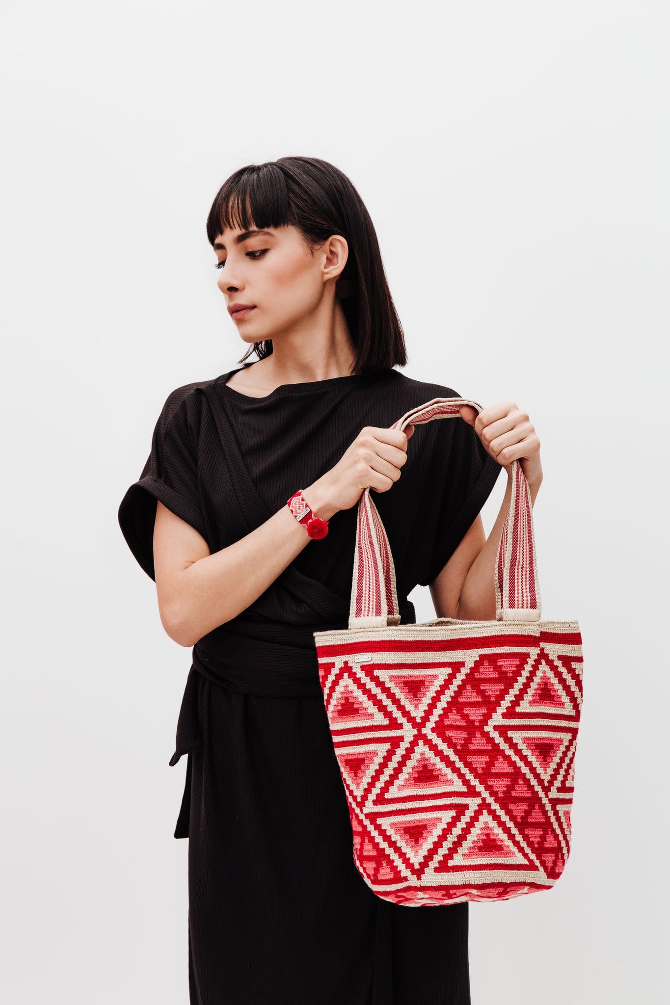 Bolso de Playa Wayuu Rojo Salmón - imagen 2