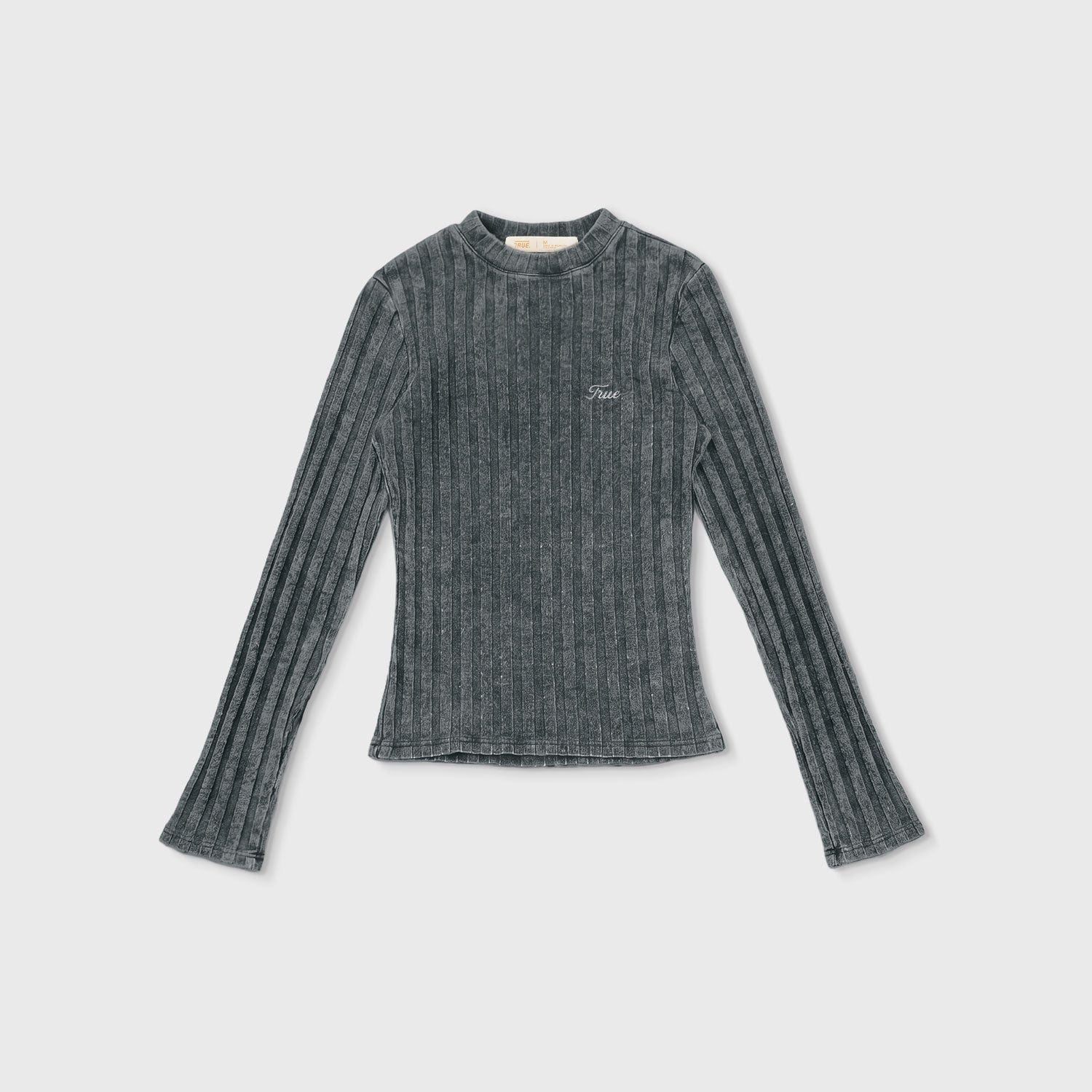 Slim Ribbed Long Sleeve - Washed Black - imagen 1