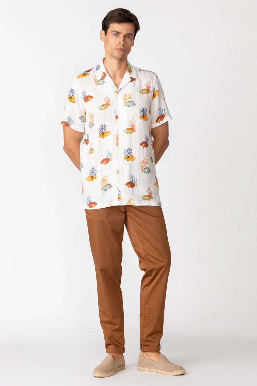Men's linen shirt white polynesia - imagen 3