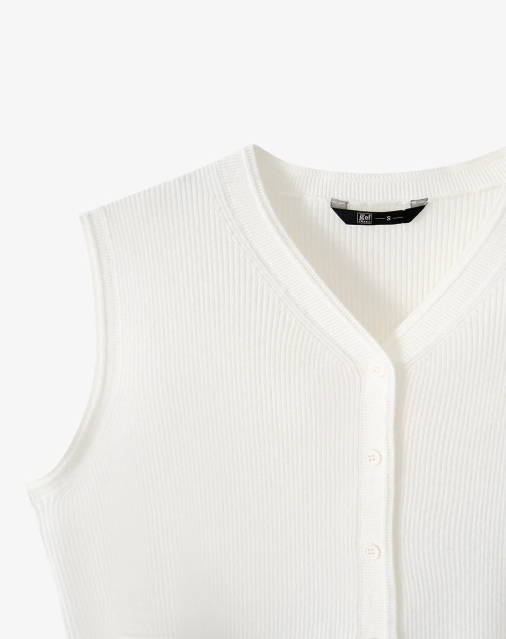 Chaleco regular rib blanco mujer - imagen 2