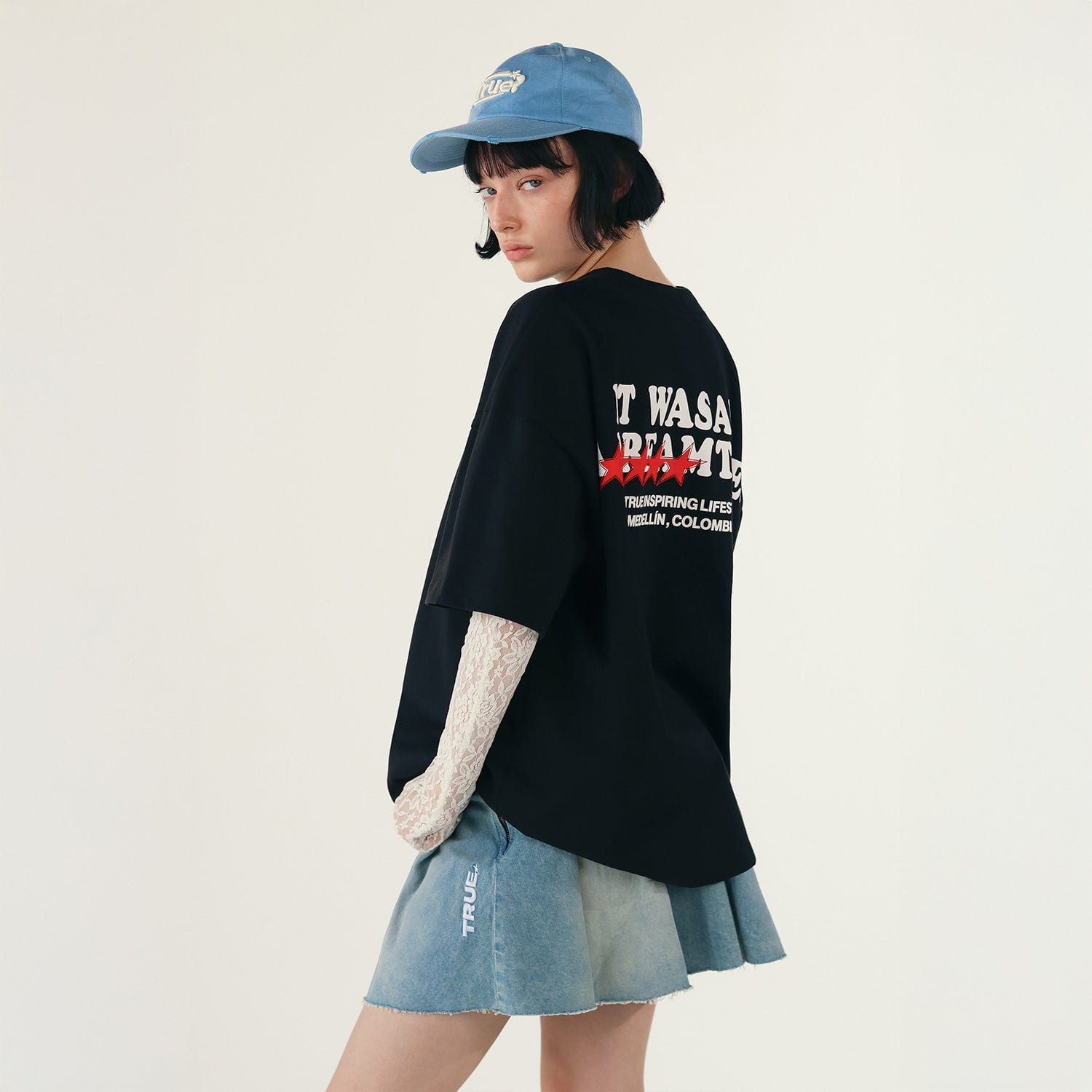 Denim Pleated Mini Skirt - Light Blue - imagen 3