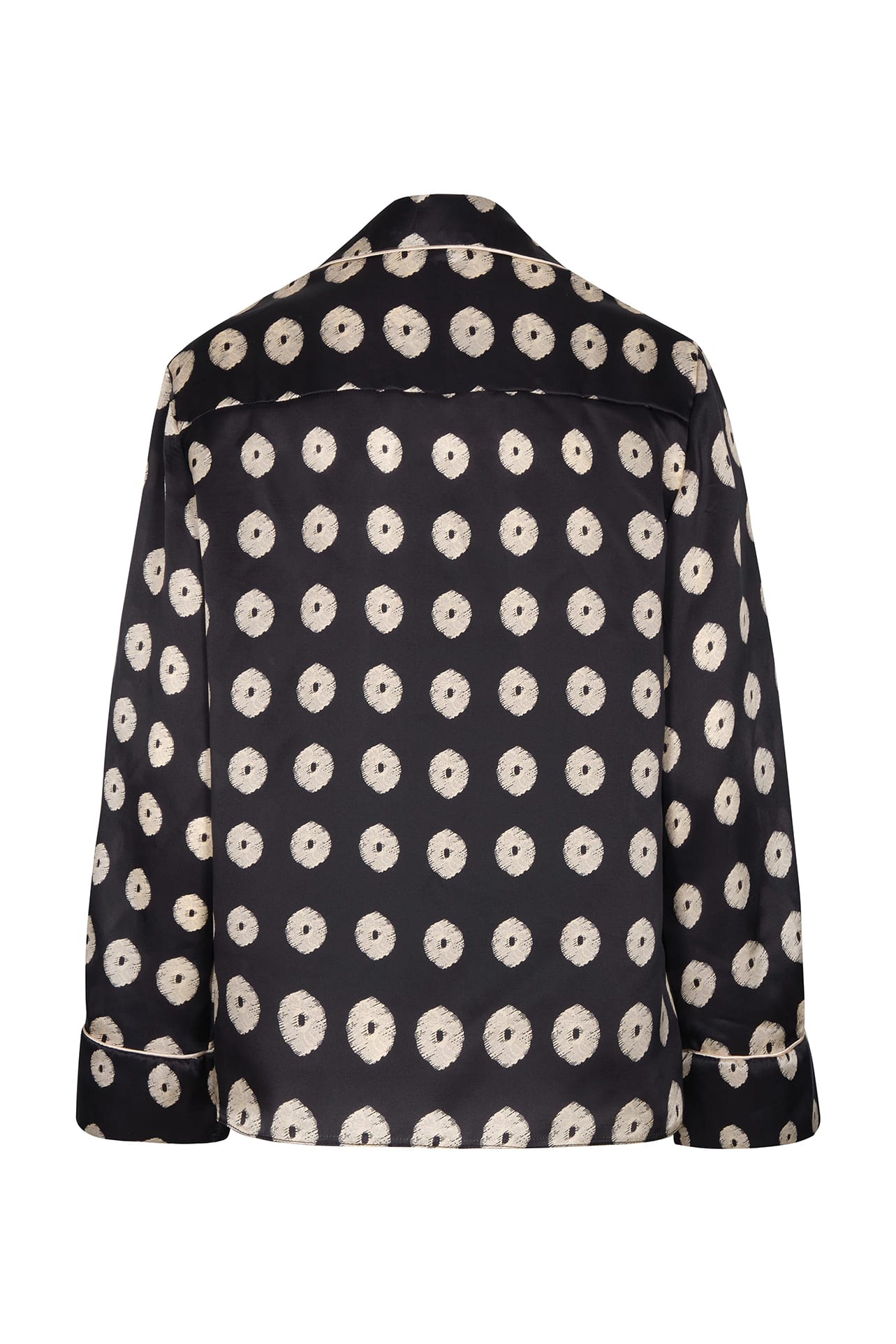 Noches de Luna Satin Silk Blouse / Black Mini Palms Cream - imagen 3