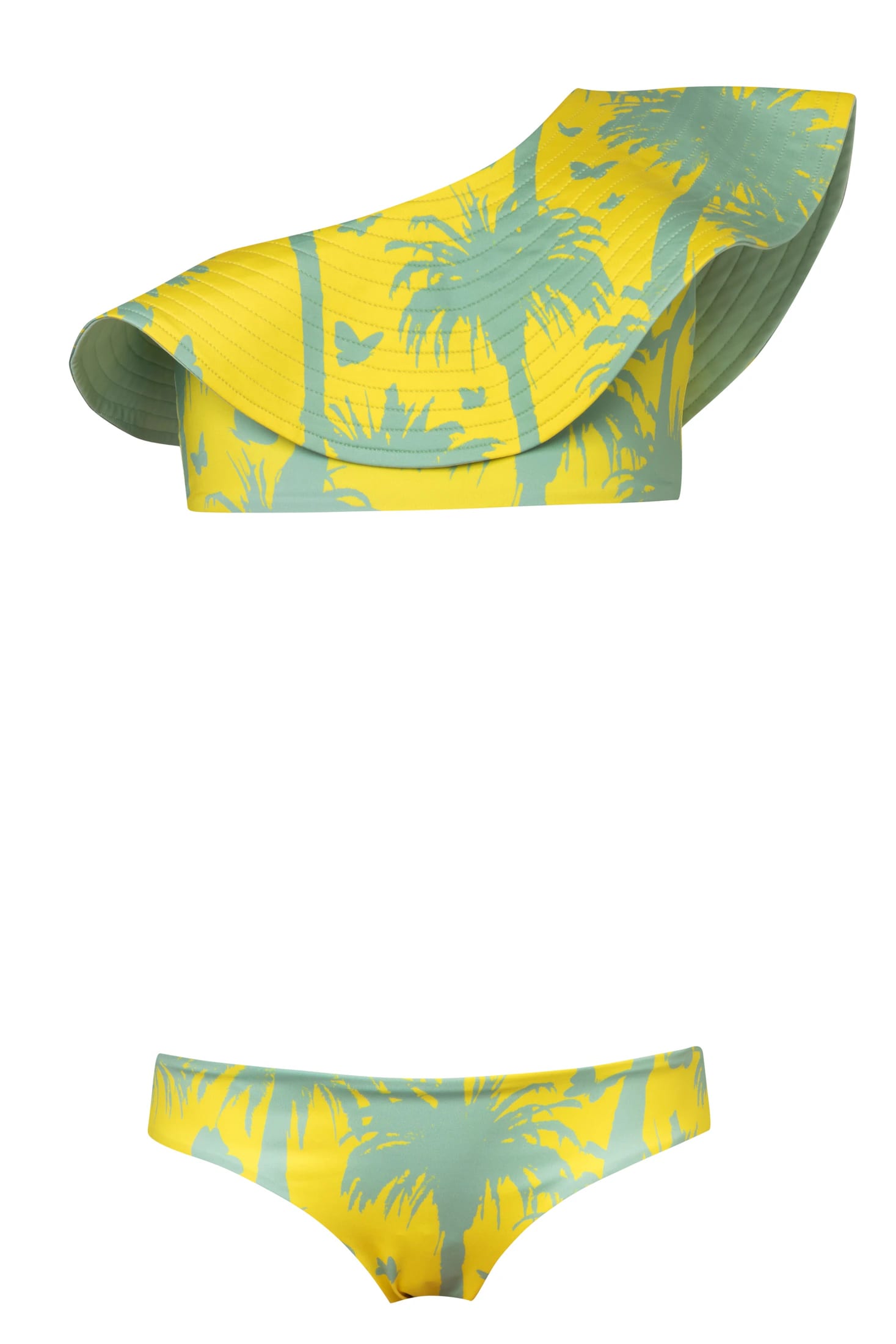 Mini Sunset Waves / Lime Palms - Mint - imagen 1