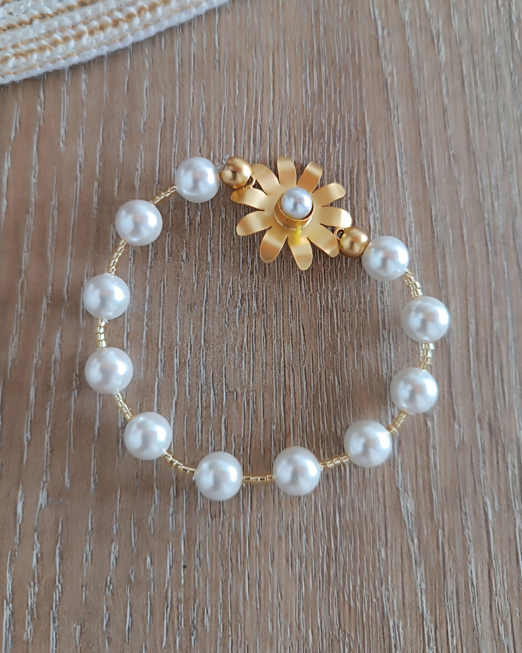 Pulsera de perlas Shell y flor Margarita - imagen 3