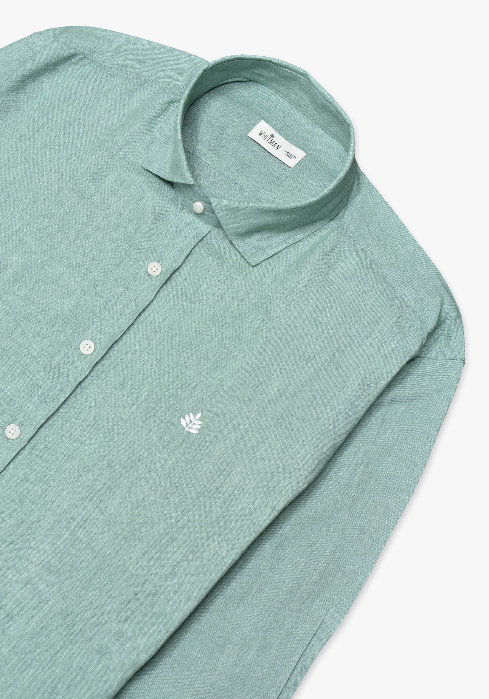 Camisa Lino Cuello Francés Verde Medio L-Bla - imagen 3