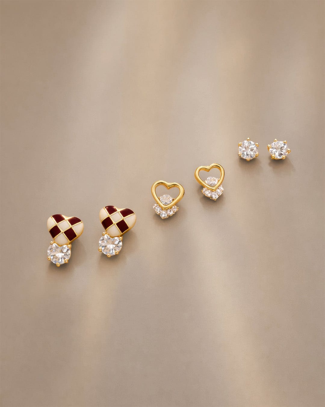Set X3 Aretes Corazones Mosaico - imagen 3