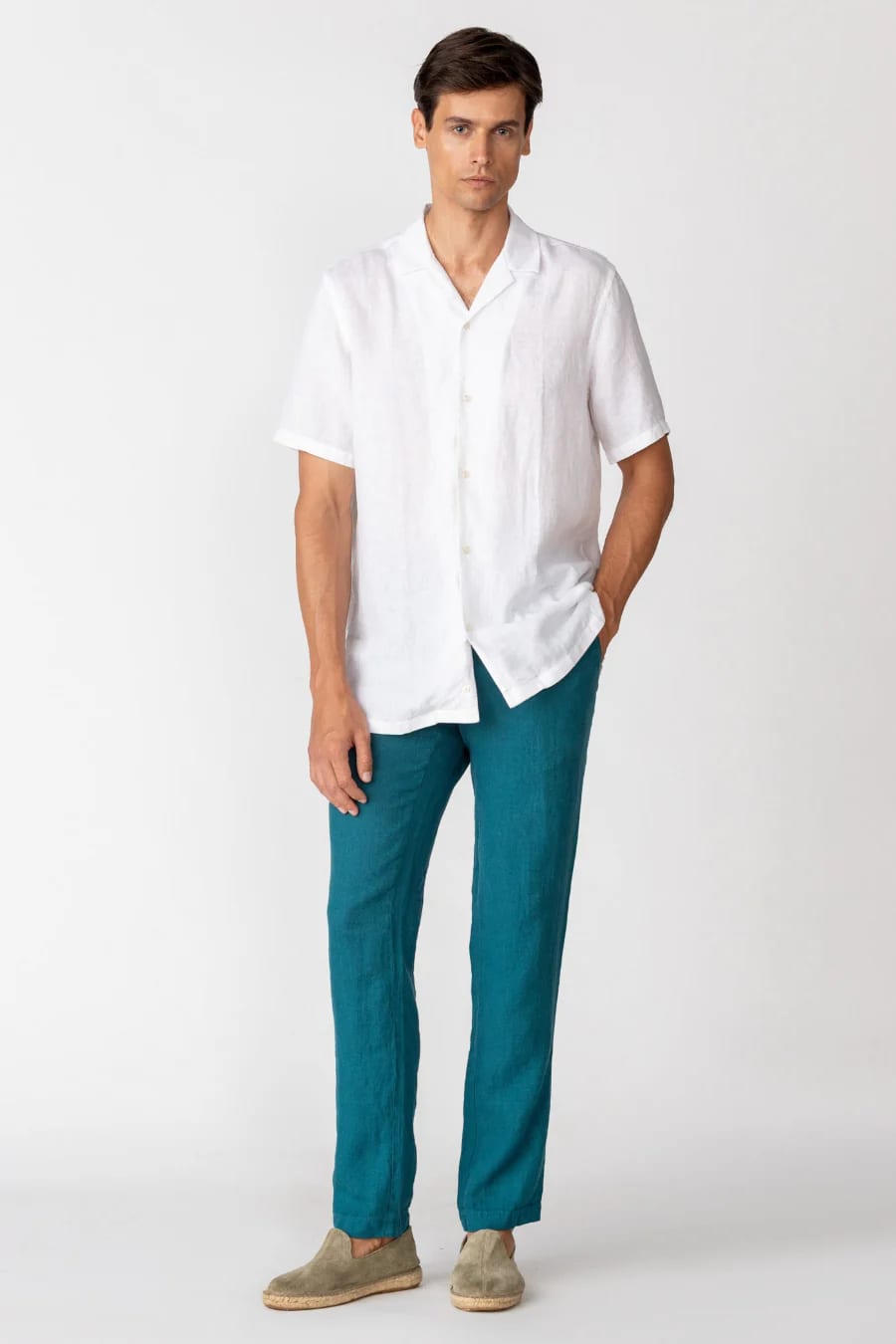 Men's linen shirt white epiro - imagen 9