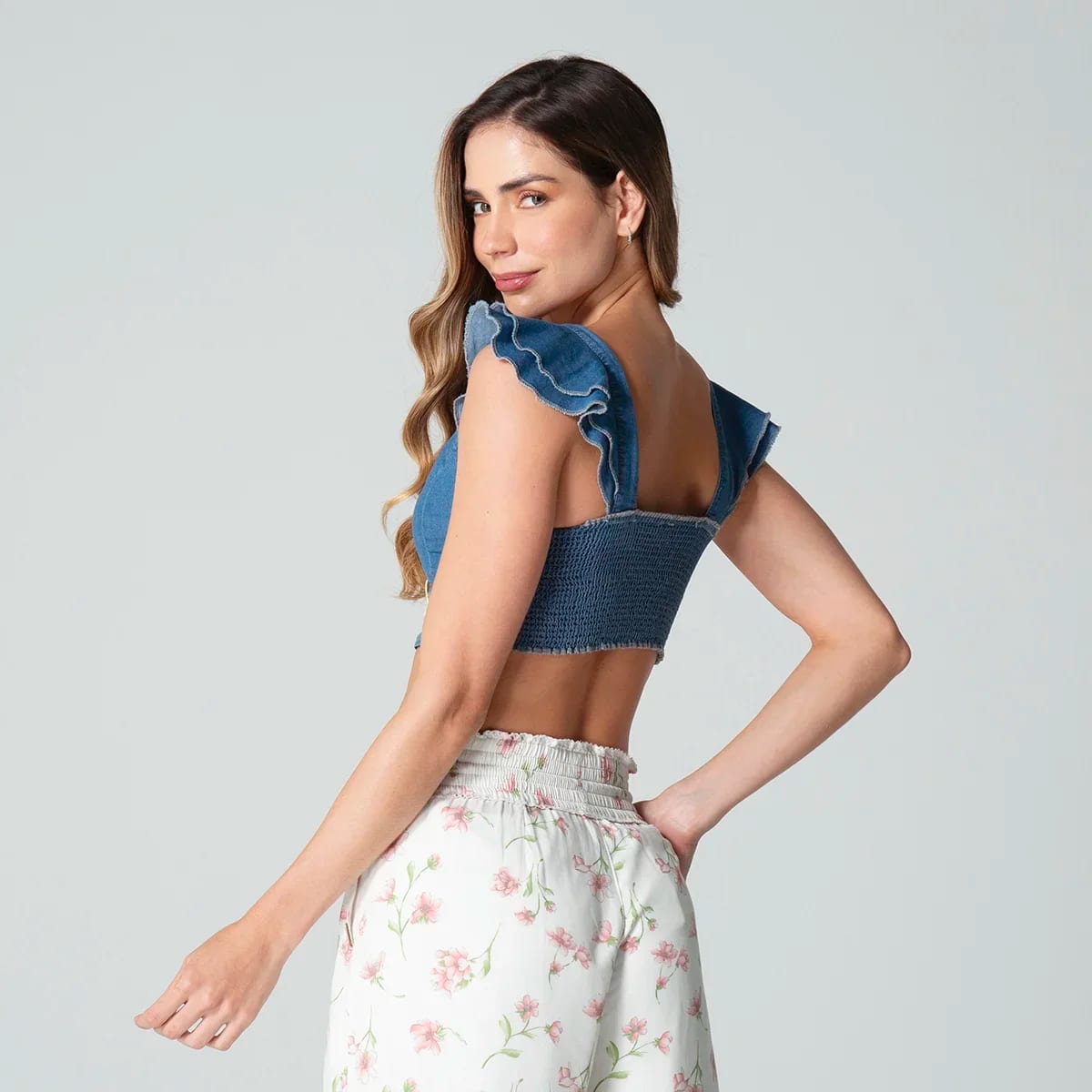 Blusa Crop Top Denim Slim Raimond - imagen 4