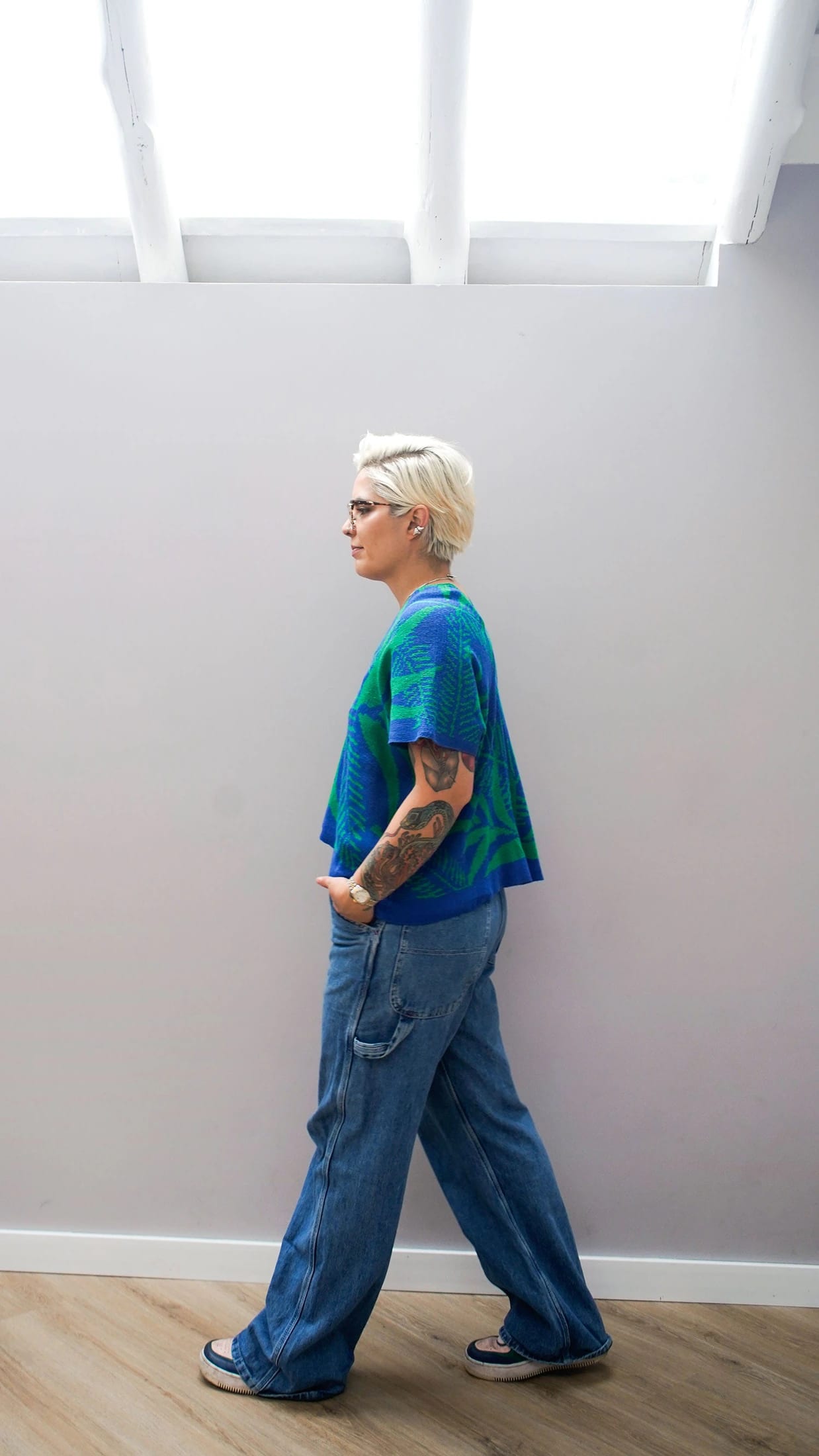 Blusa Palmas - azul rey y rosado - imagen 3