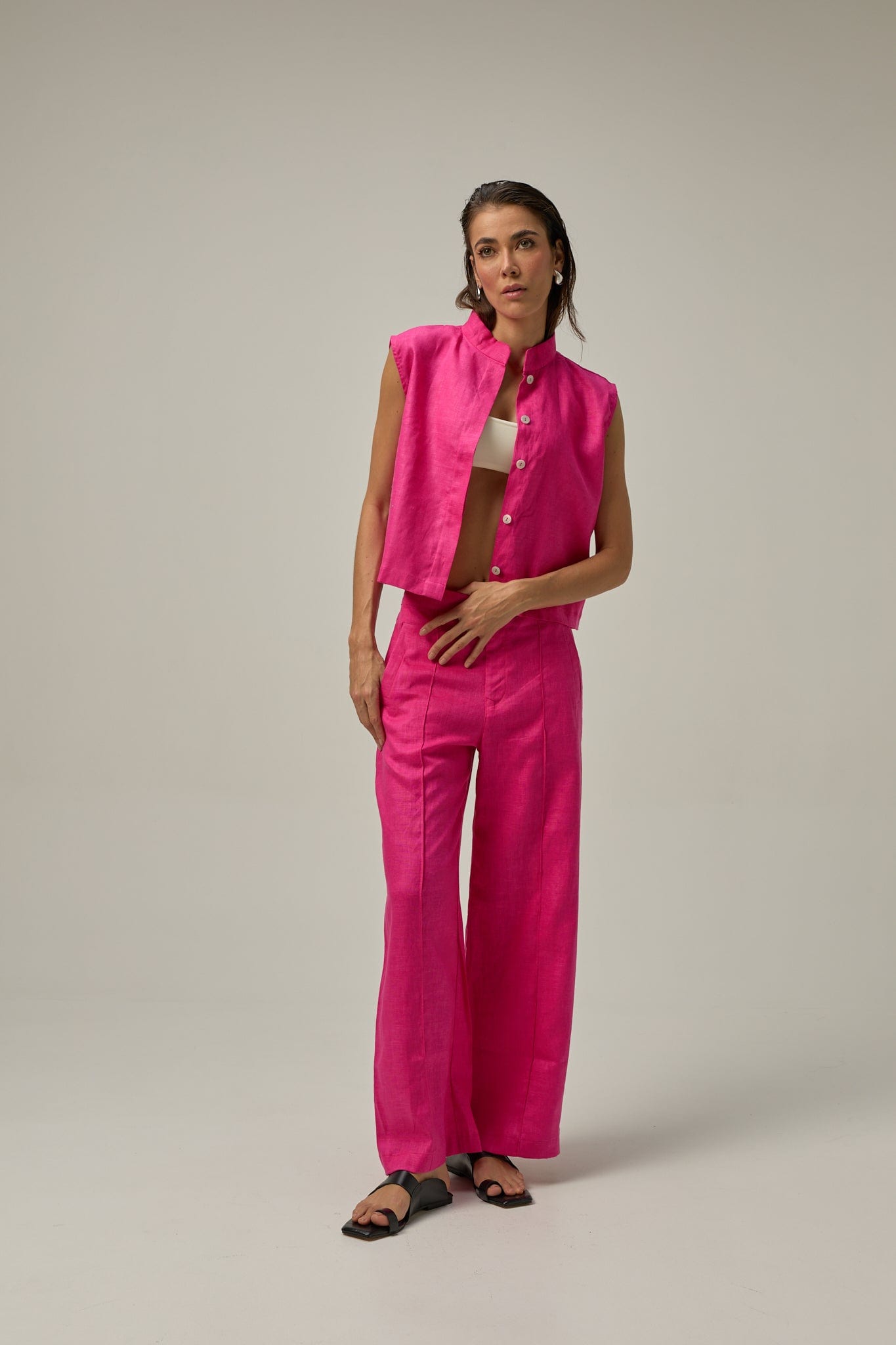 Chaleco Muse de lino | rosado Hot Pink - imagen 3