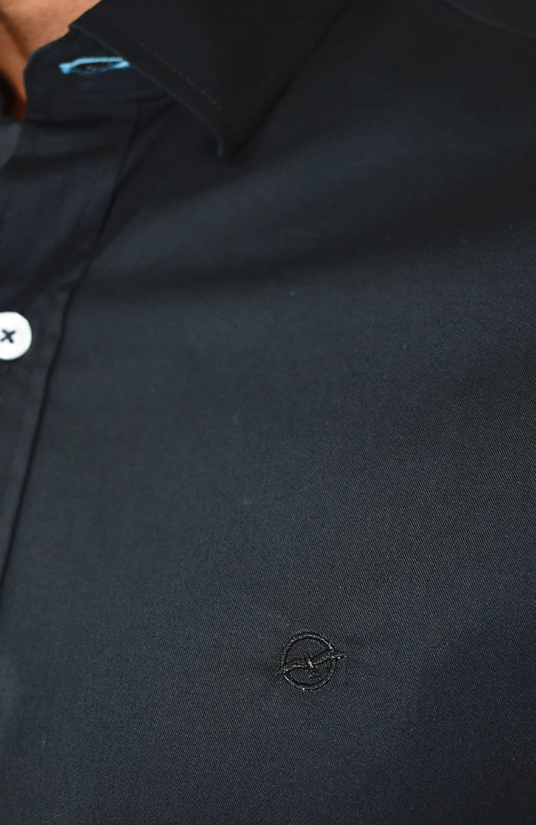 Camisa Popelina Manga larga Negra Para Hombre - imagen 2