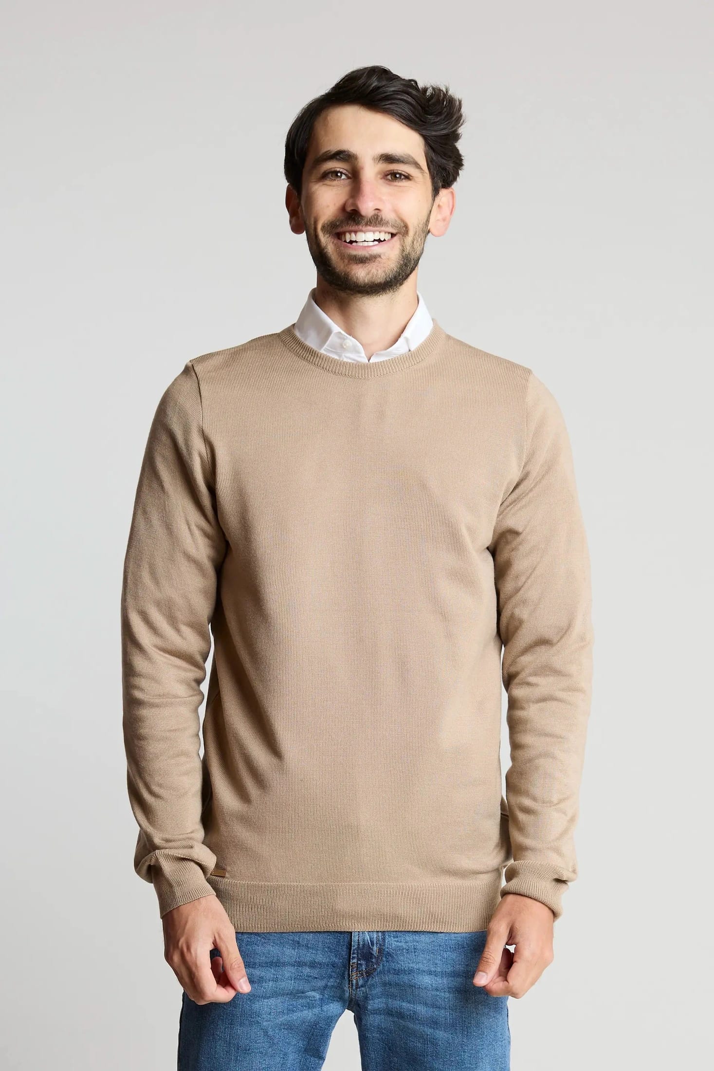 Sueter tejido básico beige - imagen 1