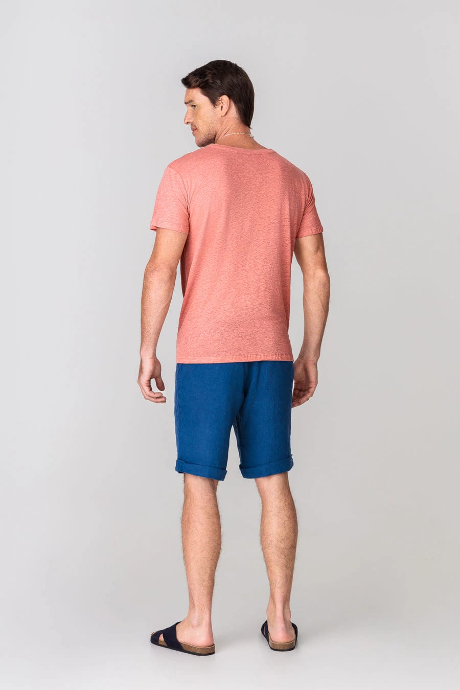 Men's linen t-shirt red - imagen 2
