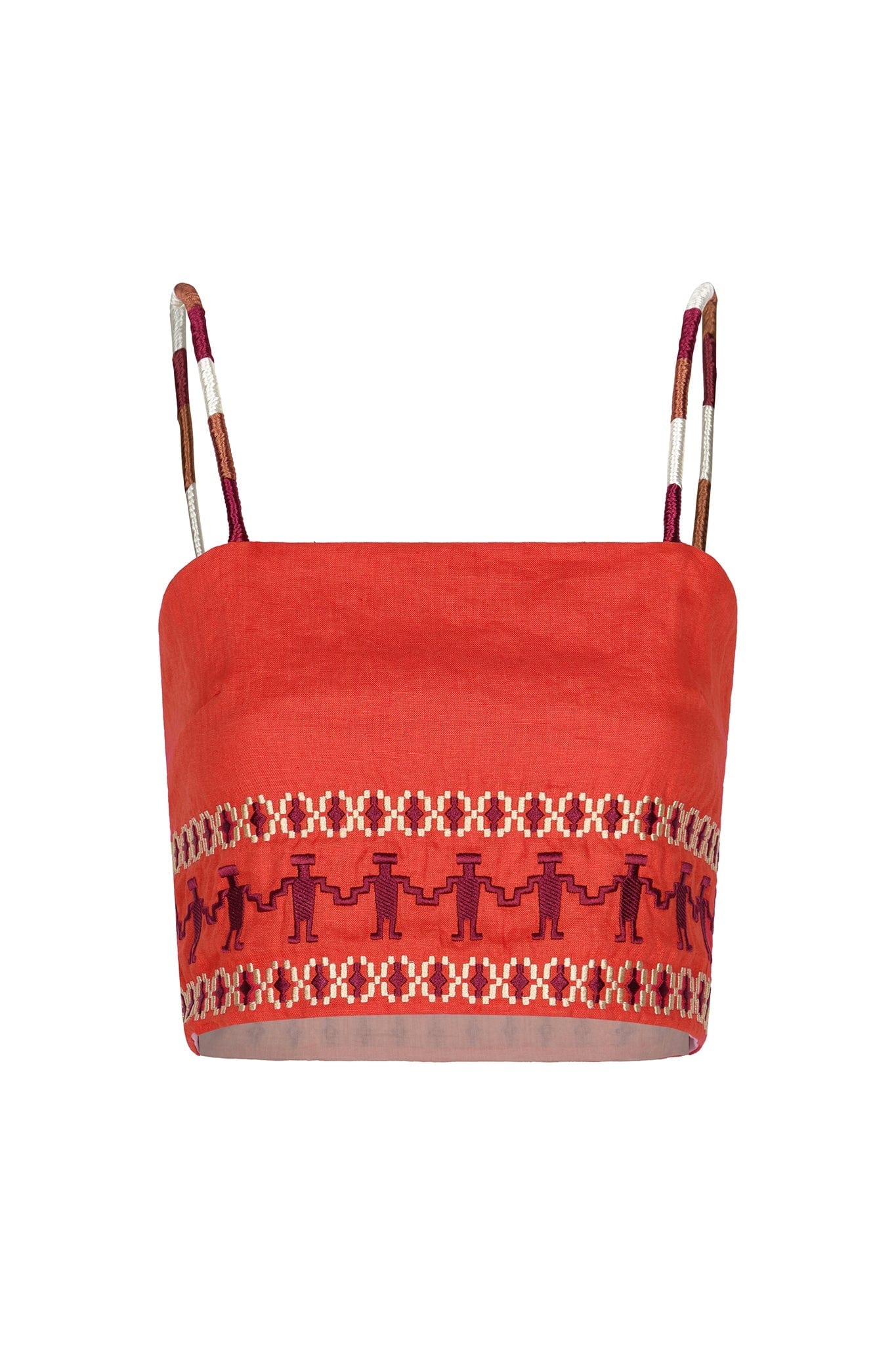 Guainia Linen Top / Red Embroidered - imagen 1
