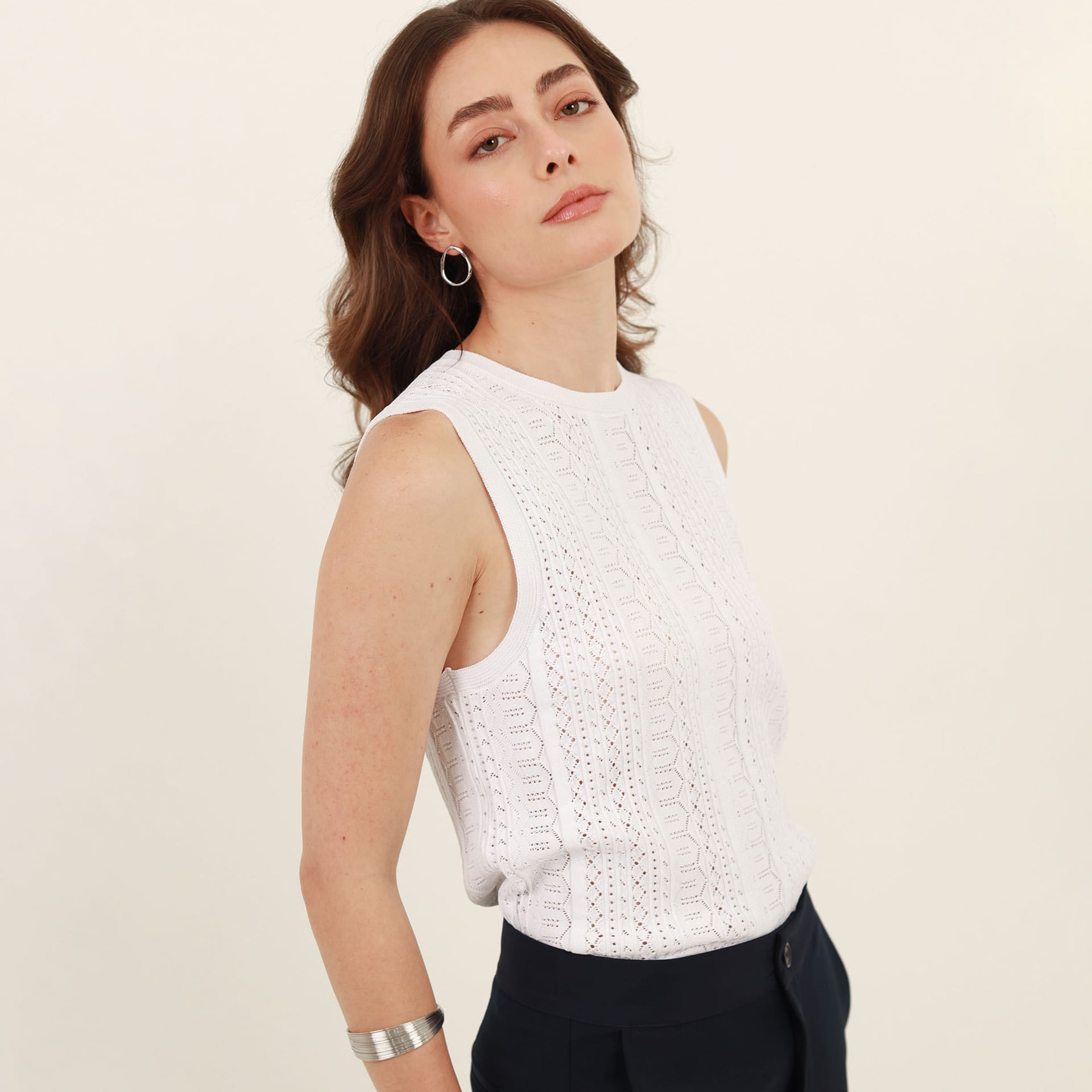 Blusa cuello recondo manga sisa con textura - imagen 1
