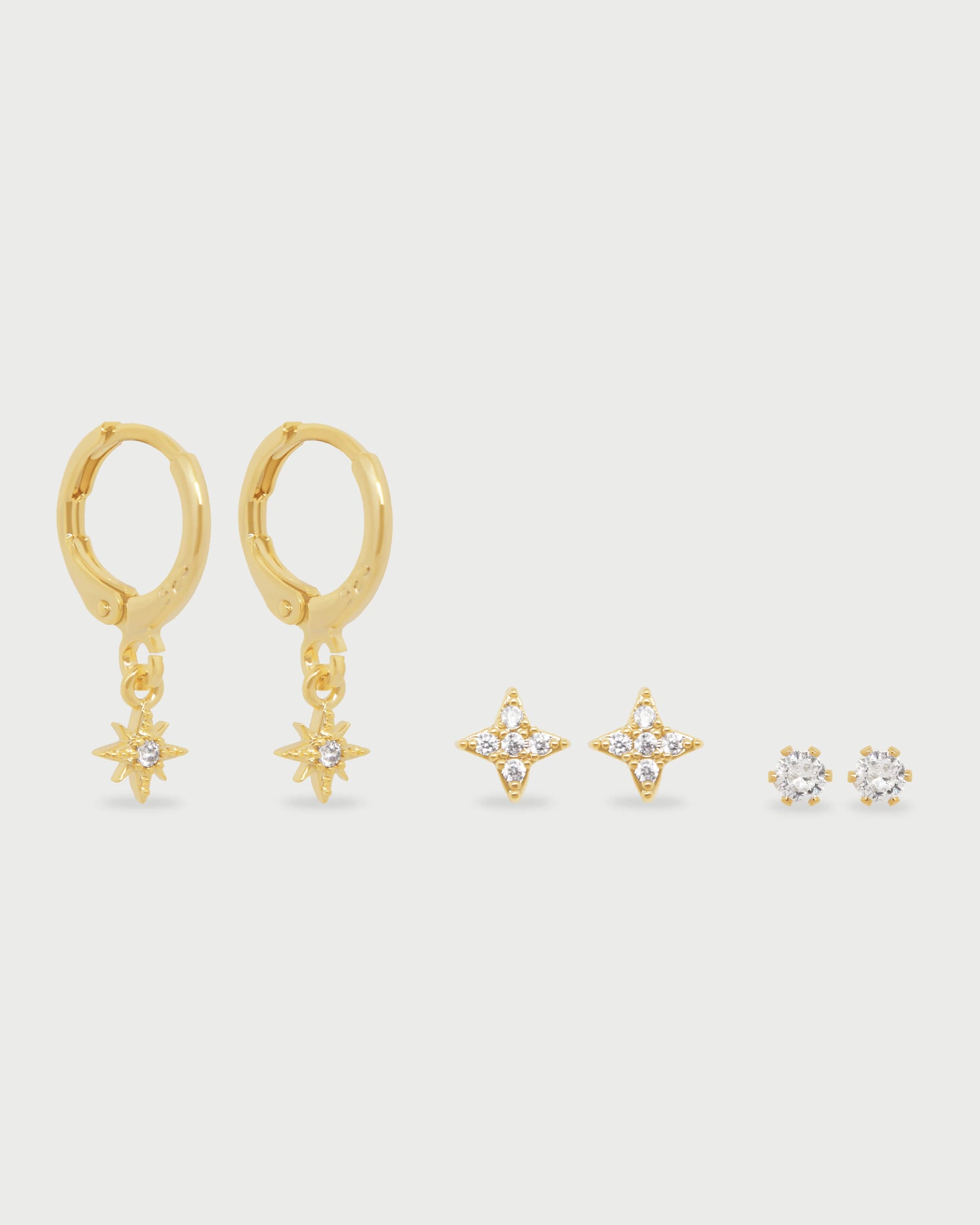 Set X3 Aretes Luceros Oro - imagen 2