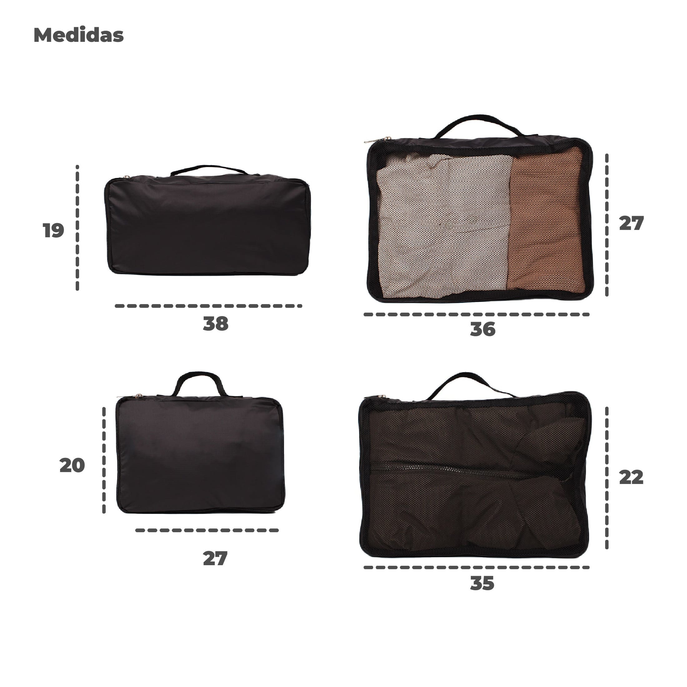 Cubos Organizadores Setx4 Para Morral Cabina & Morral Mochilero Light Negro -NG - imagen 3