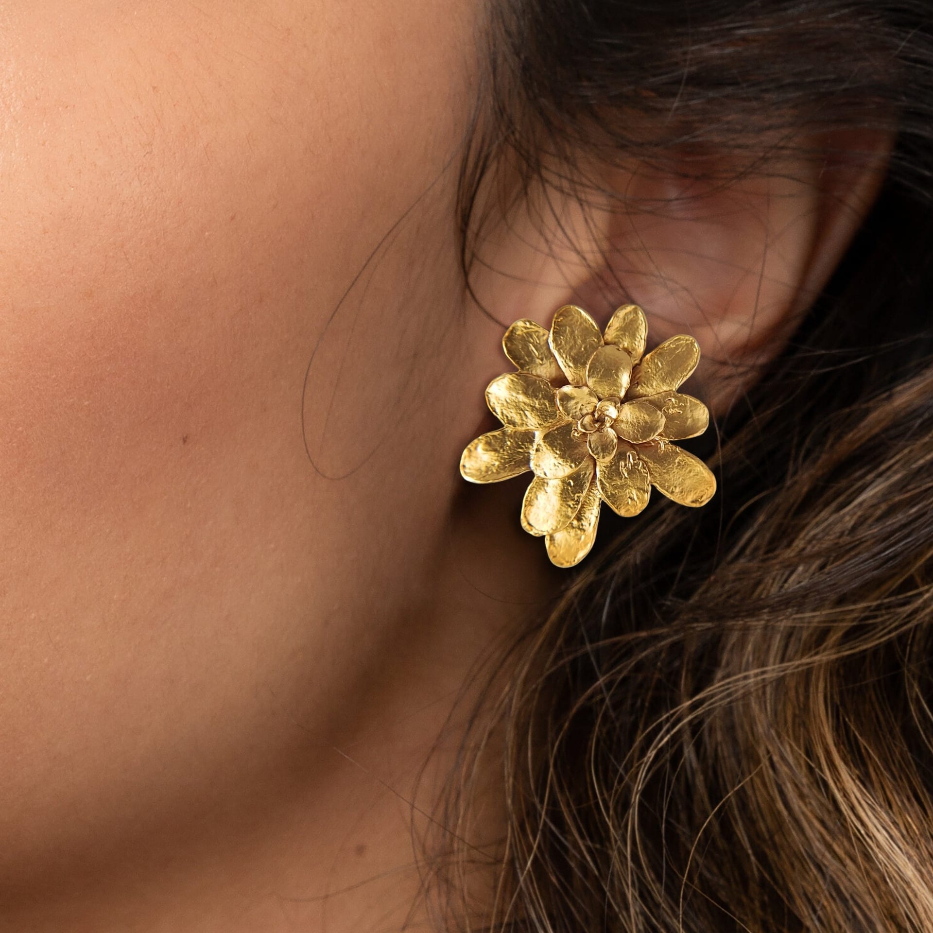 Aretes suculenta Lina en plata con baño de oro - imagen 2