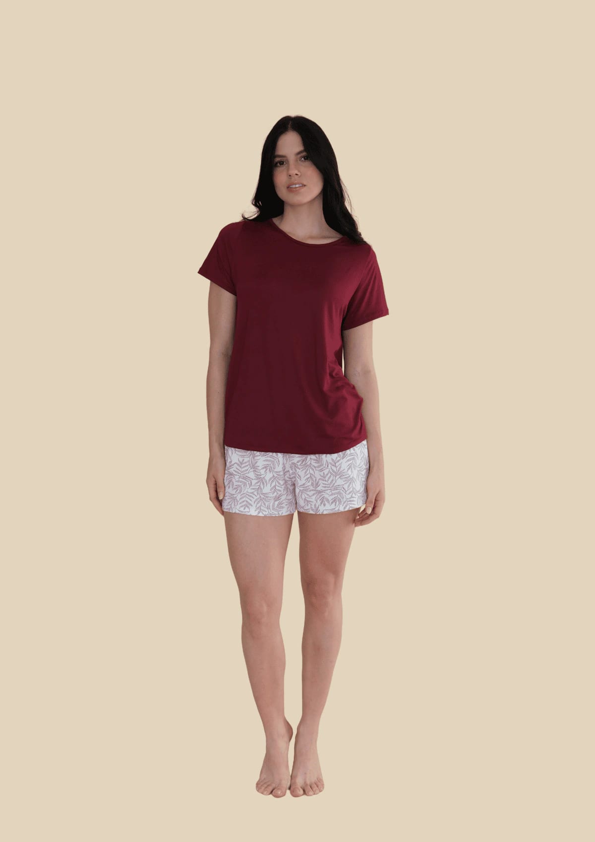 Pijama Short Estampado Vinotinto - imagen 7