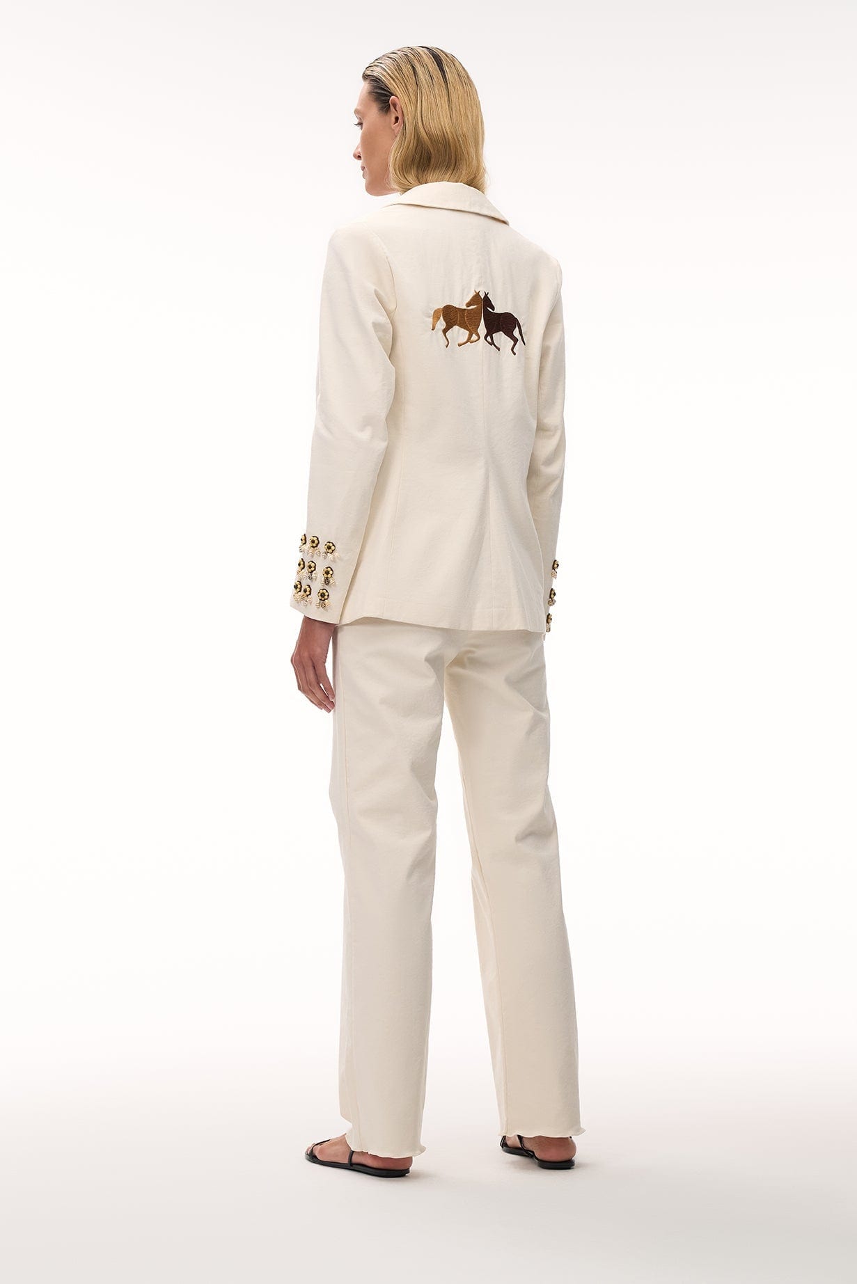 Santo Tomas Embroidered Canvas Blazer / Ivory - imagen 4