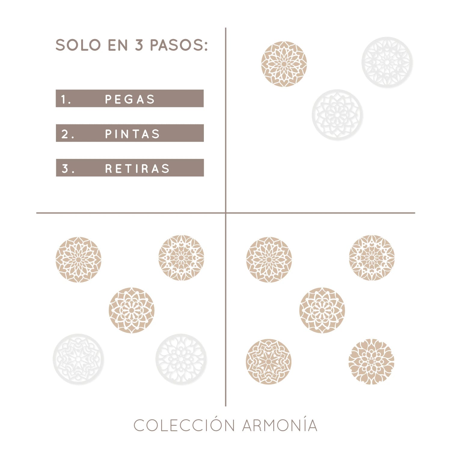 Plantillas para pintar, Vamarú Stencils, Colección Armonía 25cm y 48cm, 5und - imagen 8