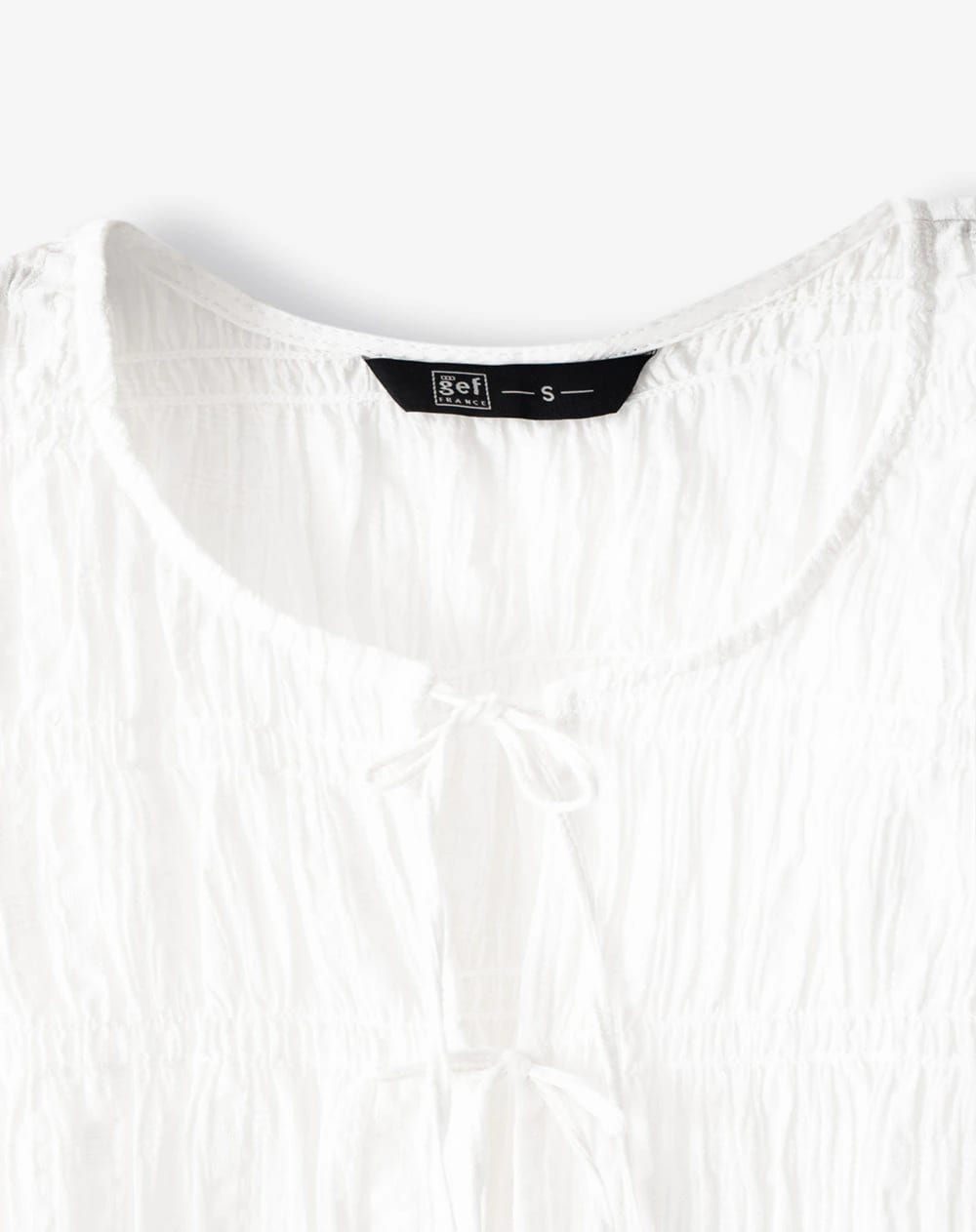 Blusa manga sisa recogidos blanco mujer - imagen 2