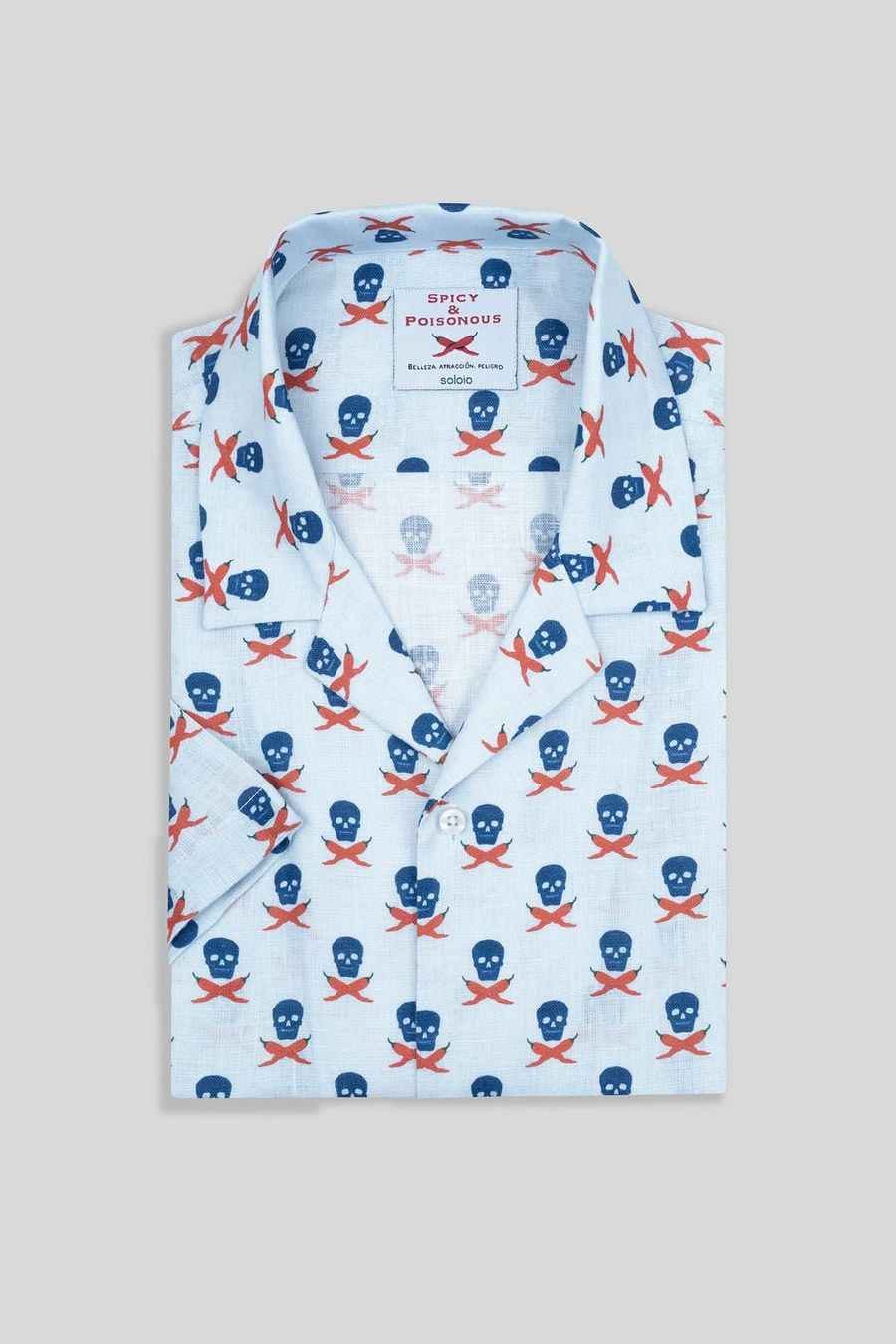 Men's linen shirt icement skull - imagen 3