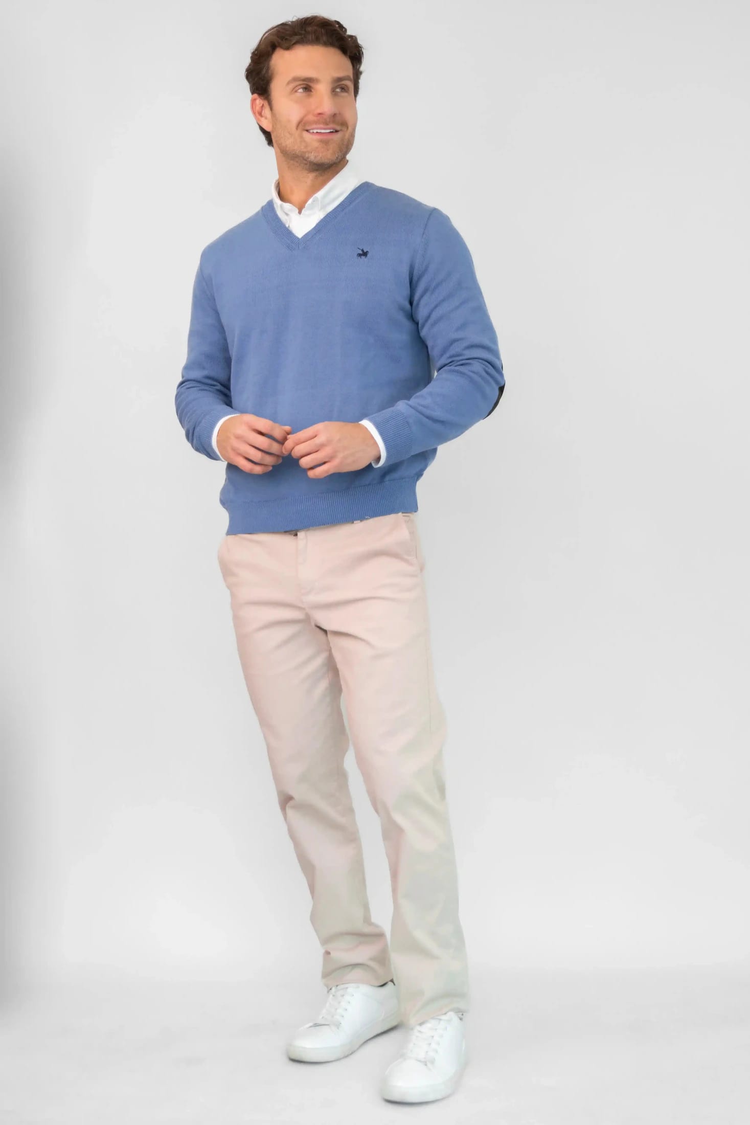 Suéter V neck Hombre Azul Claro - imagen 3