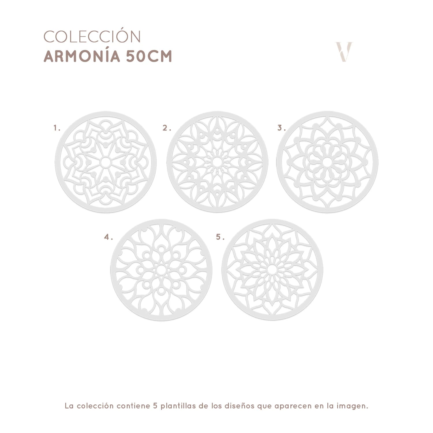 Plantillas para pintar, Vamarú Stencils, Colección Armonía 25cm y 48cm, 5und - imagen 2